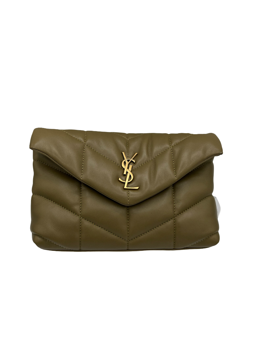 SAINT LAURENT - Olive Green LouLou Puffer Shoulder Bag