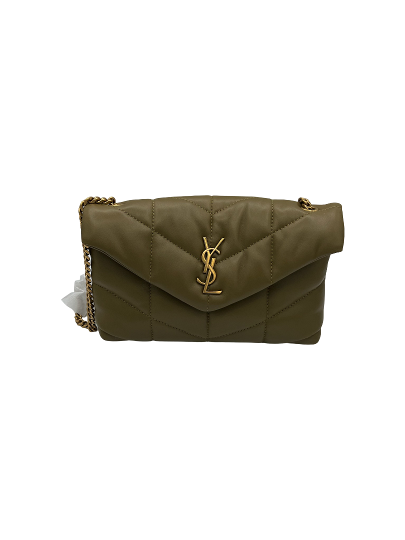 SAINT LAURENT - Olive Green LouLou Puffer Shoulder Bag