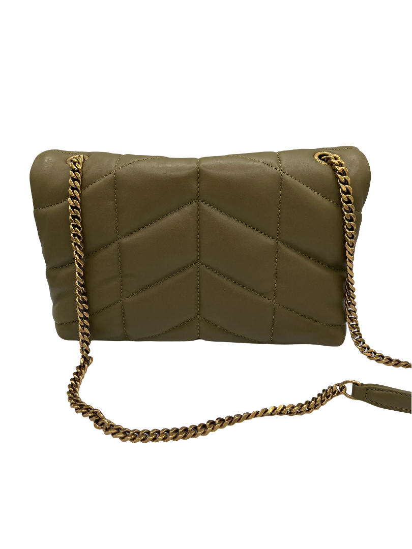 SAINT LAURENT - Olive Green LouLou Puffer Shoulder Bag