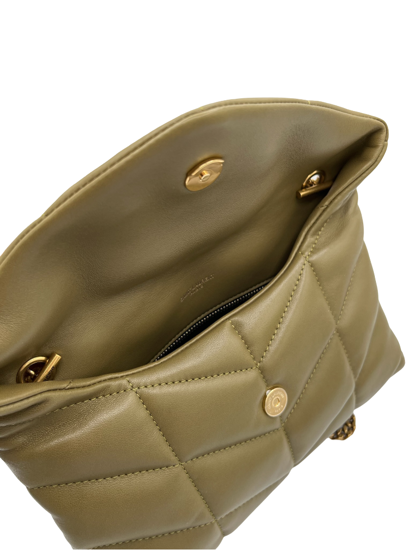 SAINT LAURENT - Olive Green LouLou Puffer Shoulder Bag