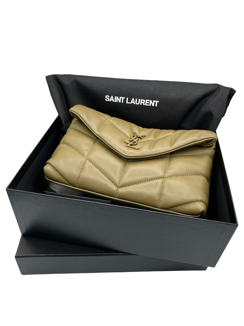 SAINT LAURENT - Olive Green LouLou Puffer Shoulder Bag