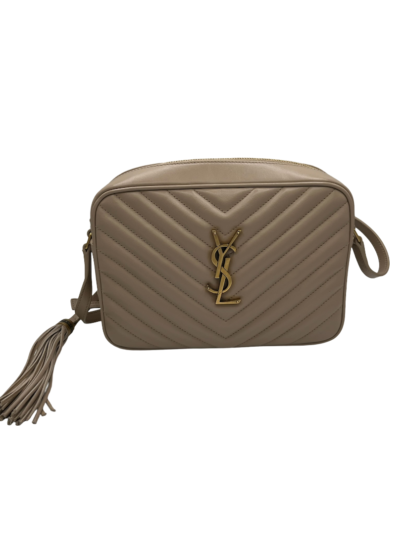 SAINT LAURENT - Beige Lou Camera Bag Matelasse Chevron Leather