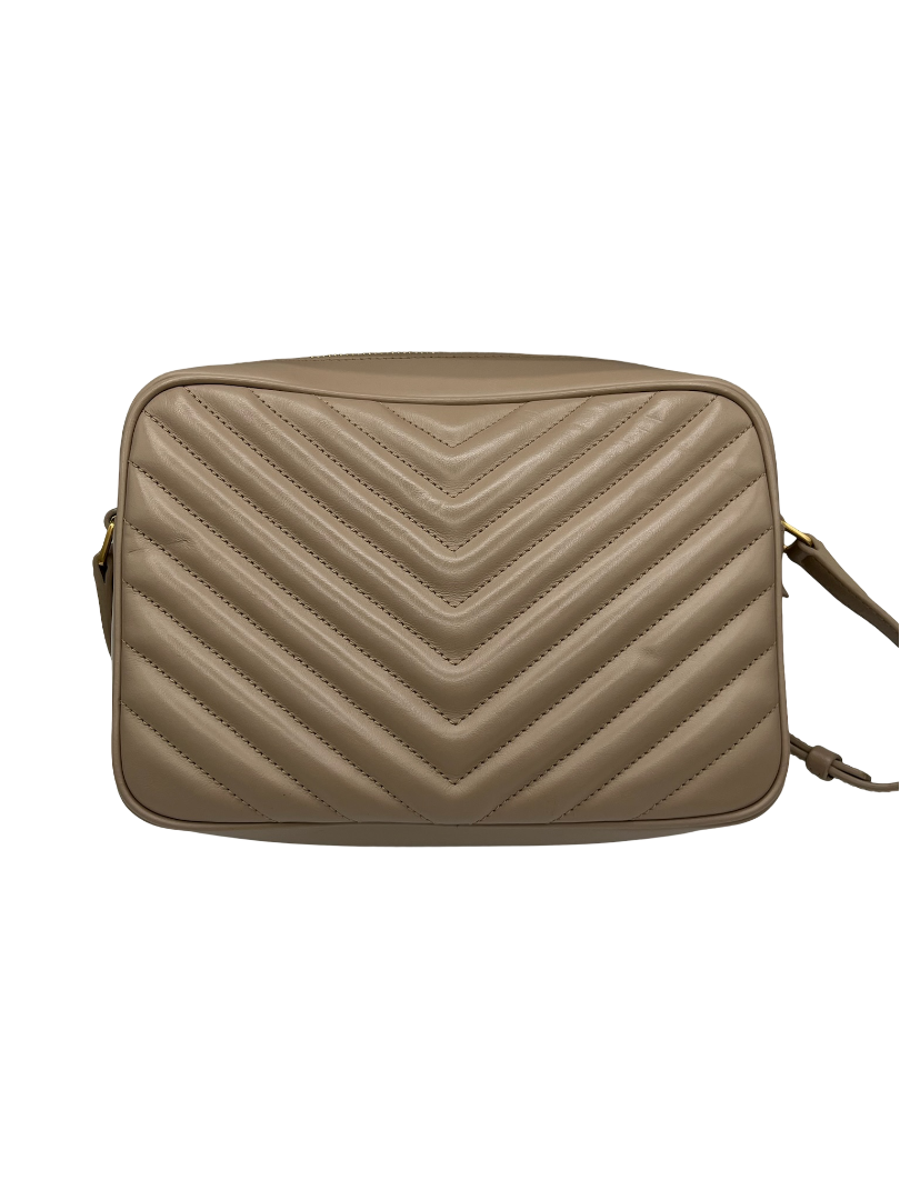 SAINT LAURENT - Beige Lou Camera Bag Matelasse Chevron Leather