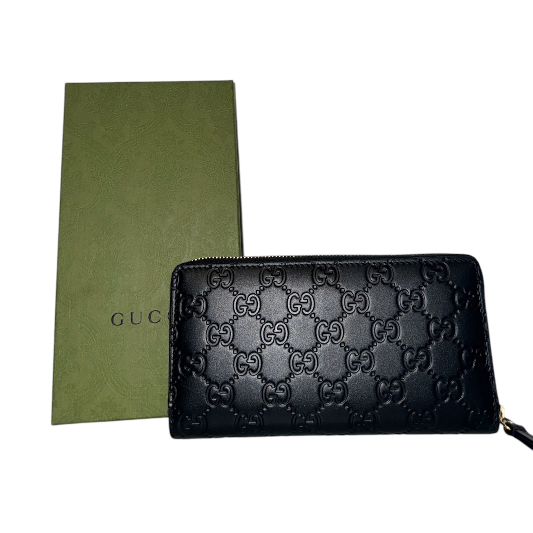 Cartera larga negra con cremallera Guccissima Signature de segunda mano