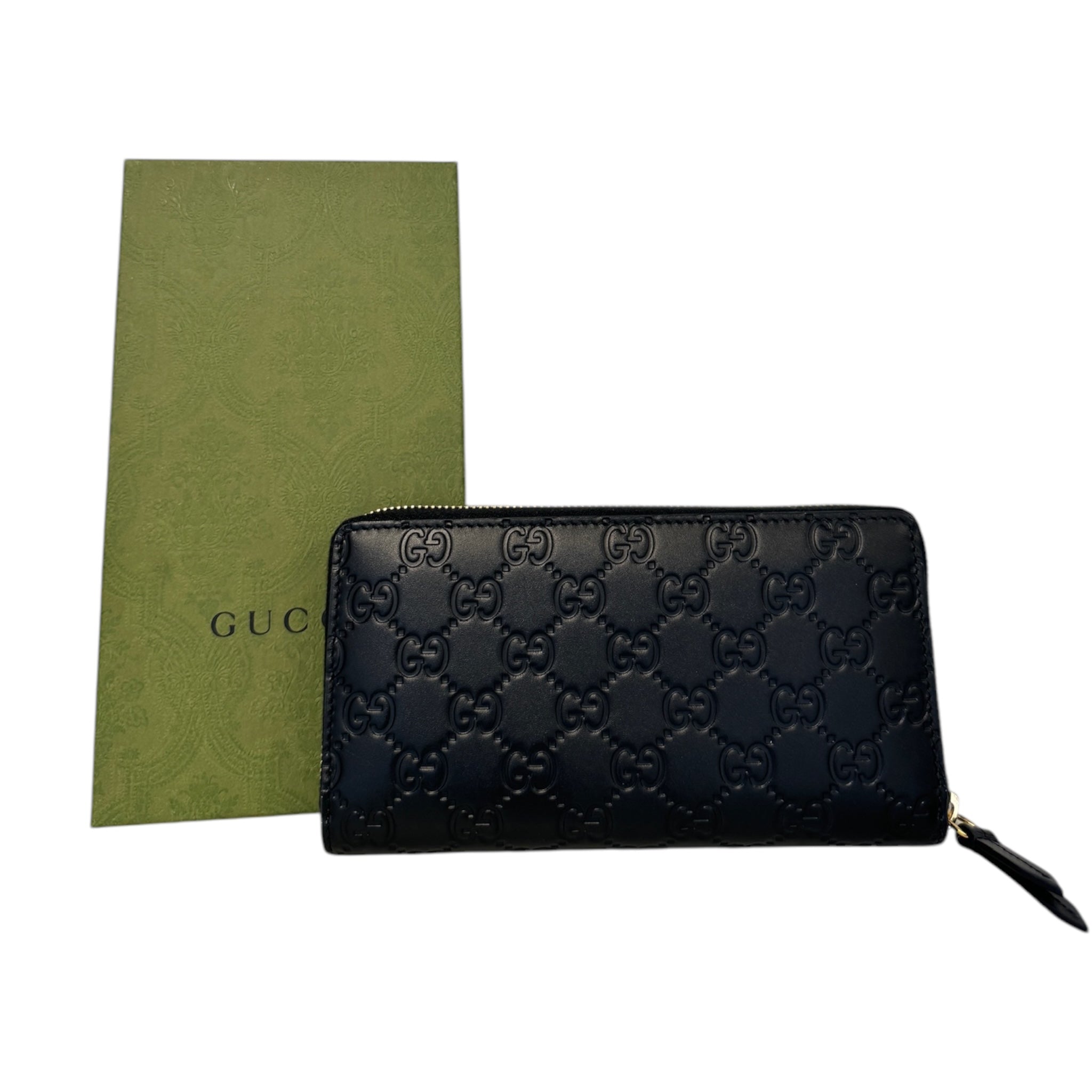Cartera larga negra con cremallera Guccissima Signature de segunda mano