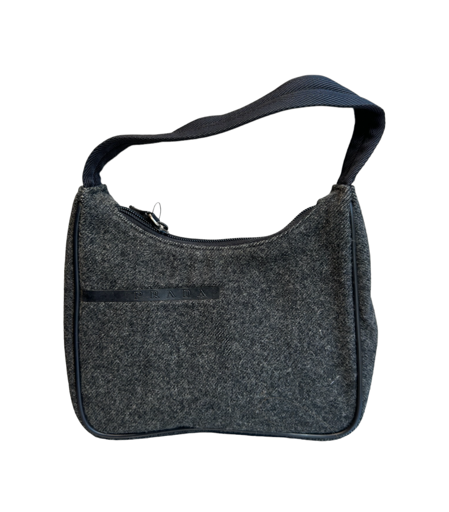 PRADA - Wool Grey Shoulder Bag