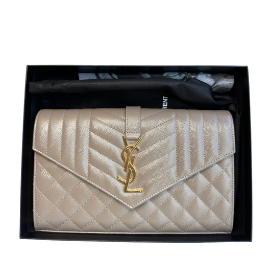 SAINT LAURENT - Envelope Quilted Grain de Poudre