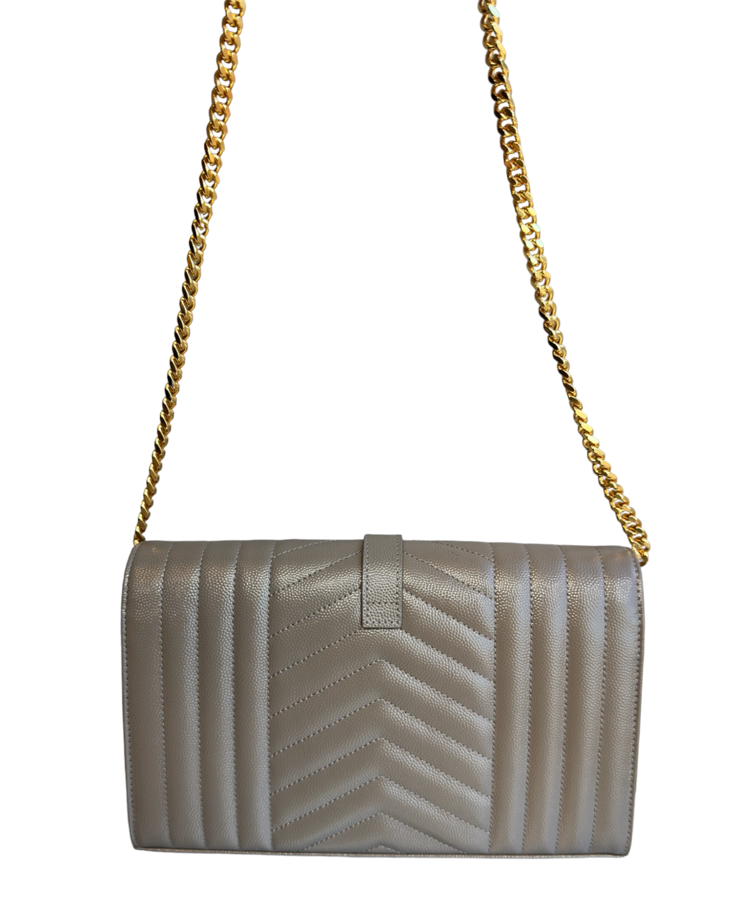 SAINT LAURENT - Envelope Quilted Grain de Poudre