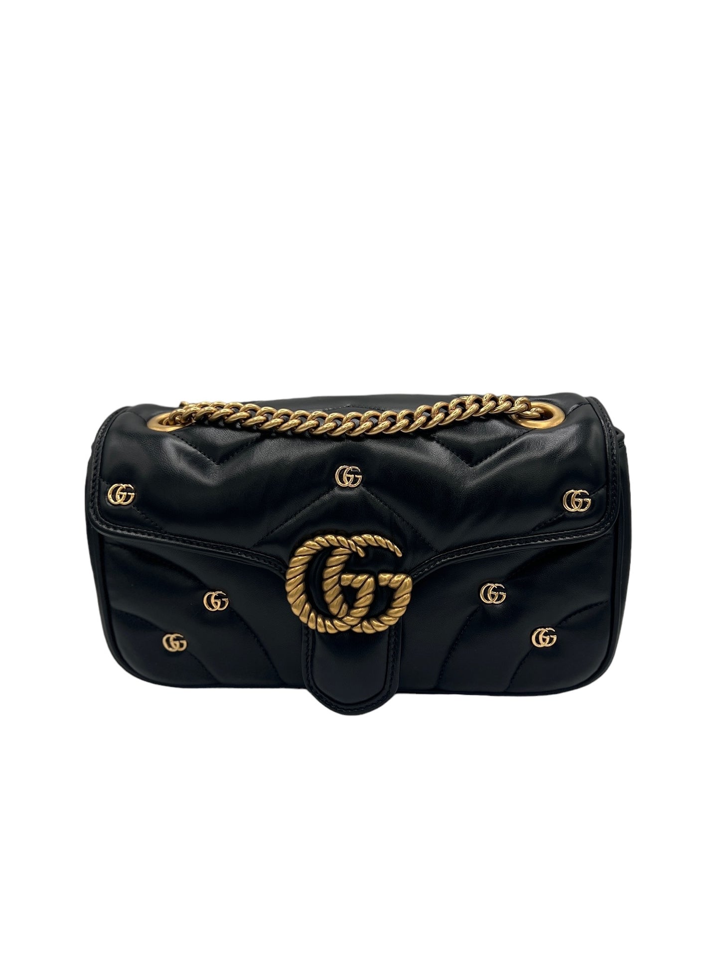 GUCCI - Black GG Duffel Marmont Shoulder Bag