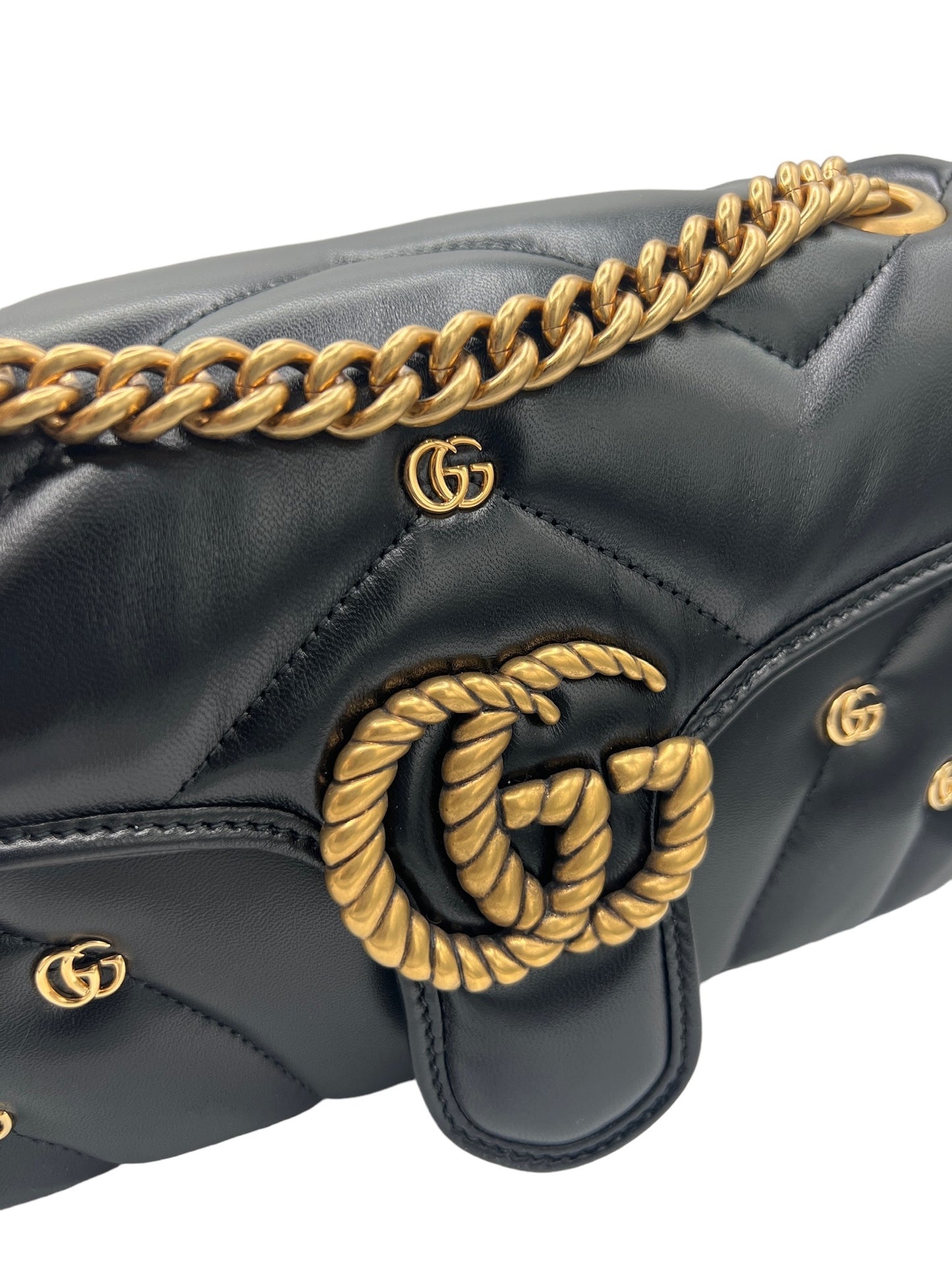 GUCCI - Black GG Duffel Marmont Shoulder Bag