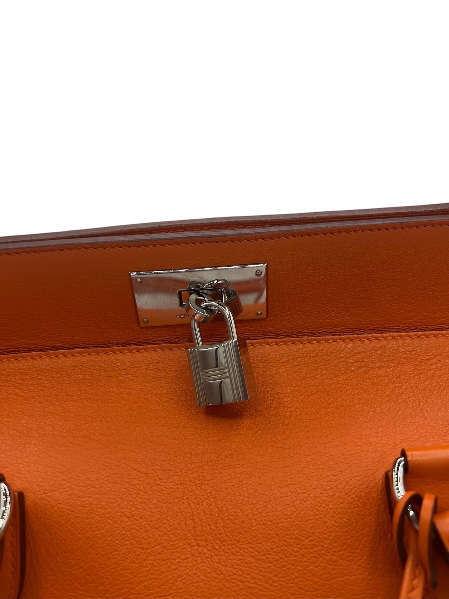 HERMES - Orange Toolbox 26 Feu Veau Crossbody Bag