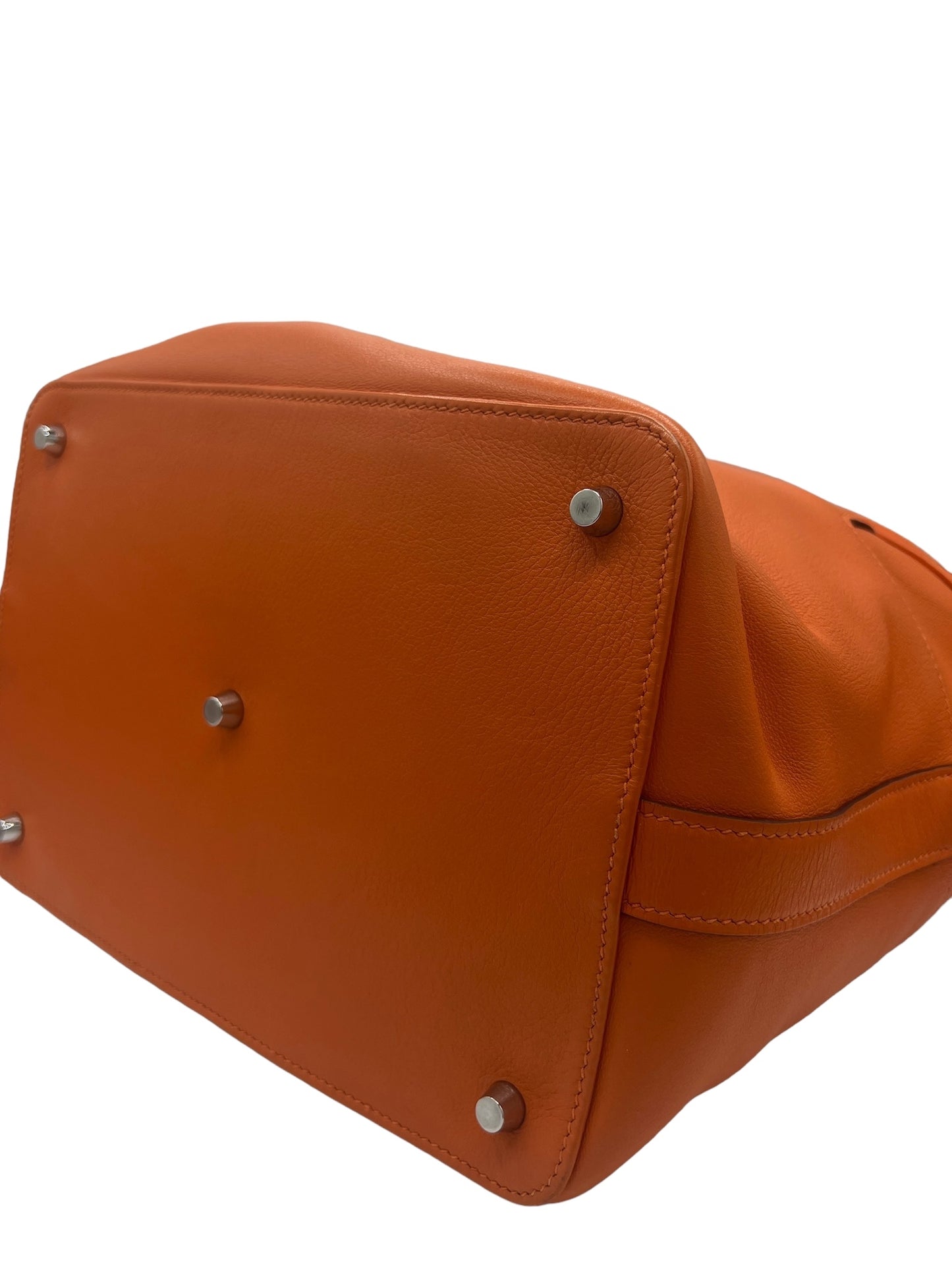 HERMES - Orange Toolbox 26 Feu Veau Crossbody Bag