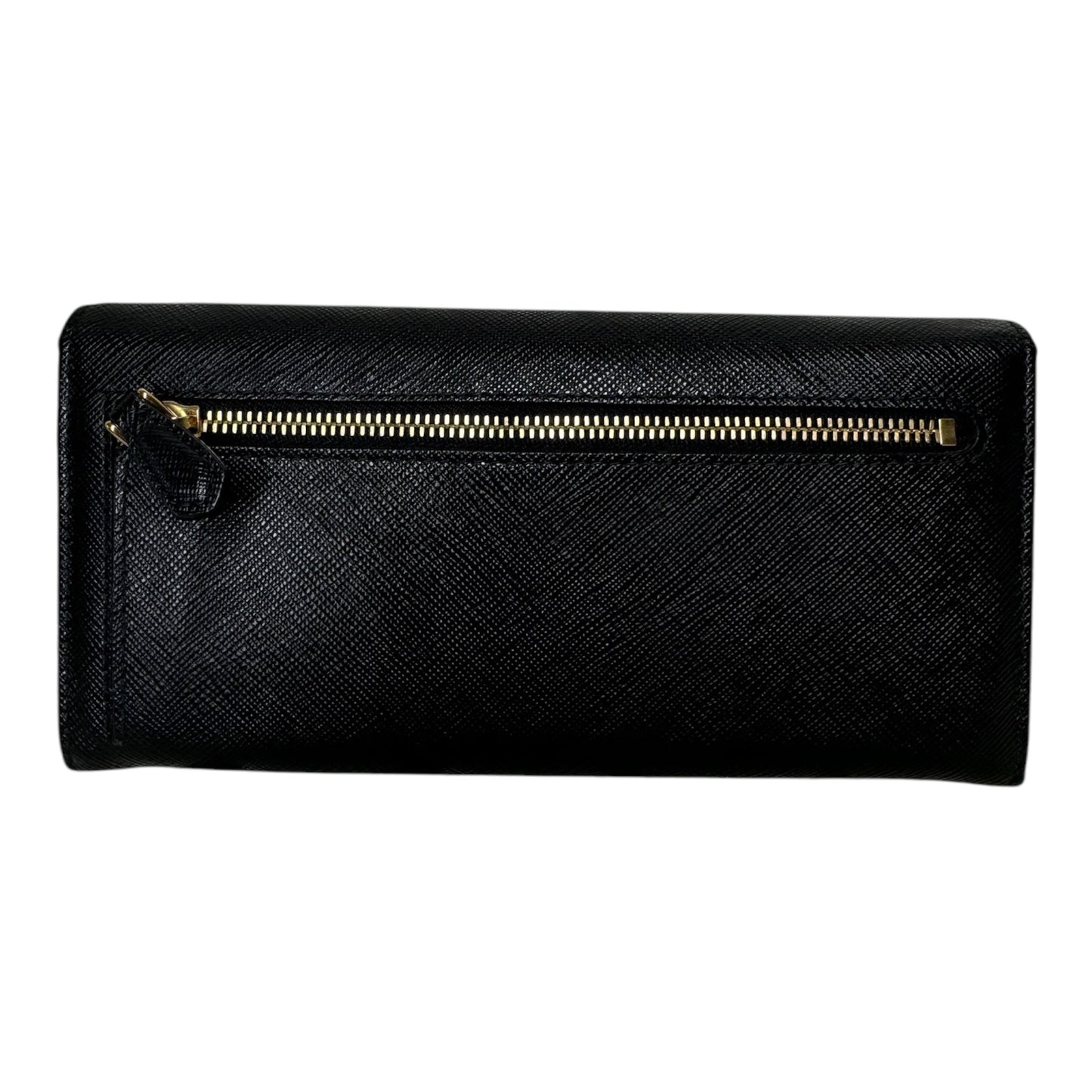 PRE-OWNED Black Saffiano Leather Long Wallet