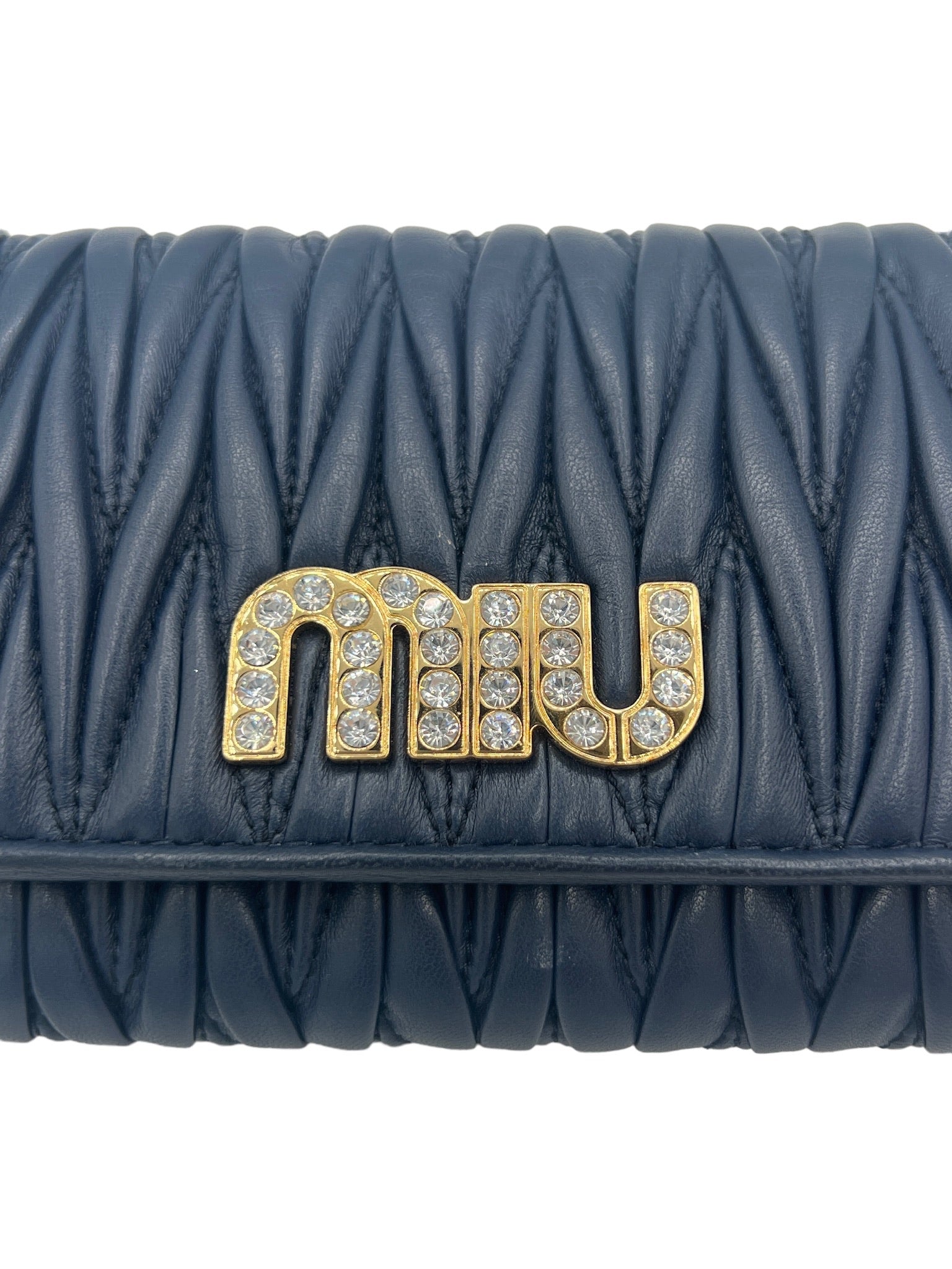 MIUMIU - Matelasse Oltomare (Dark Navy) Leather Long Wallet