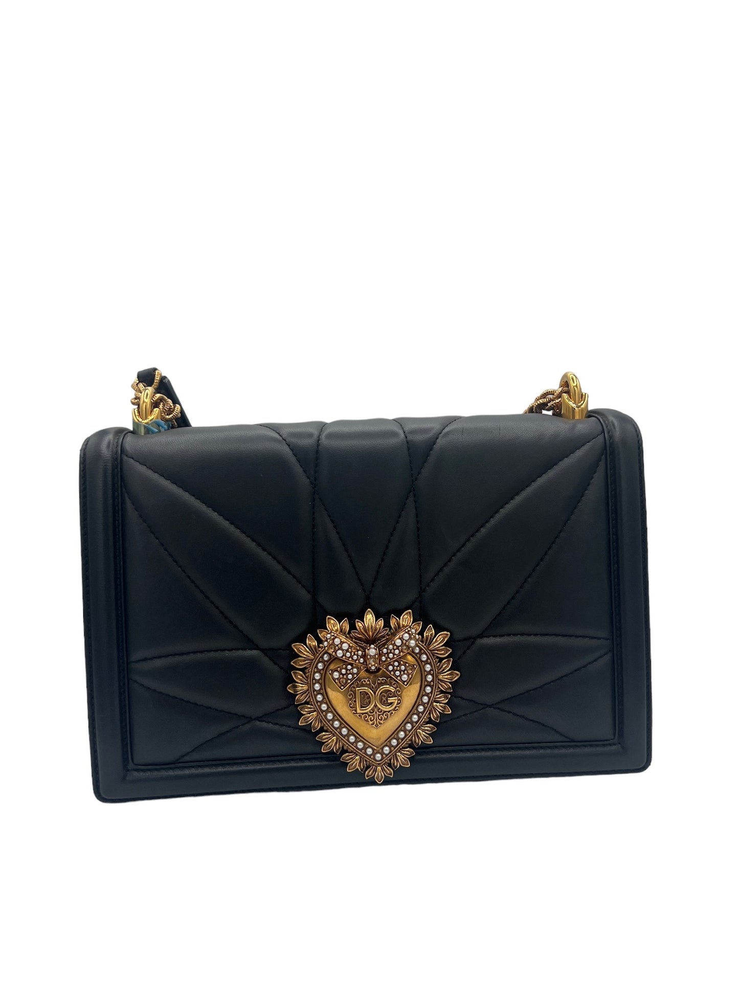 DOLCE&GABBANA - Black Leather Devotion Shoulder Bag