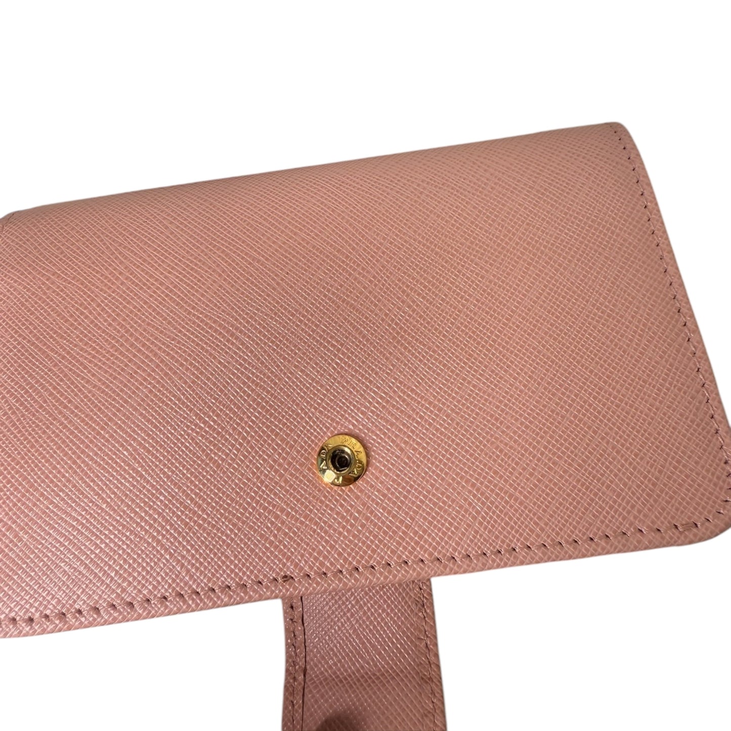 PRE-OWNED Pink Saffiano Leather Short Wallet