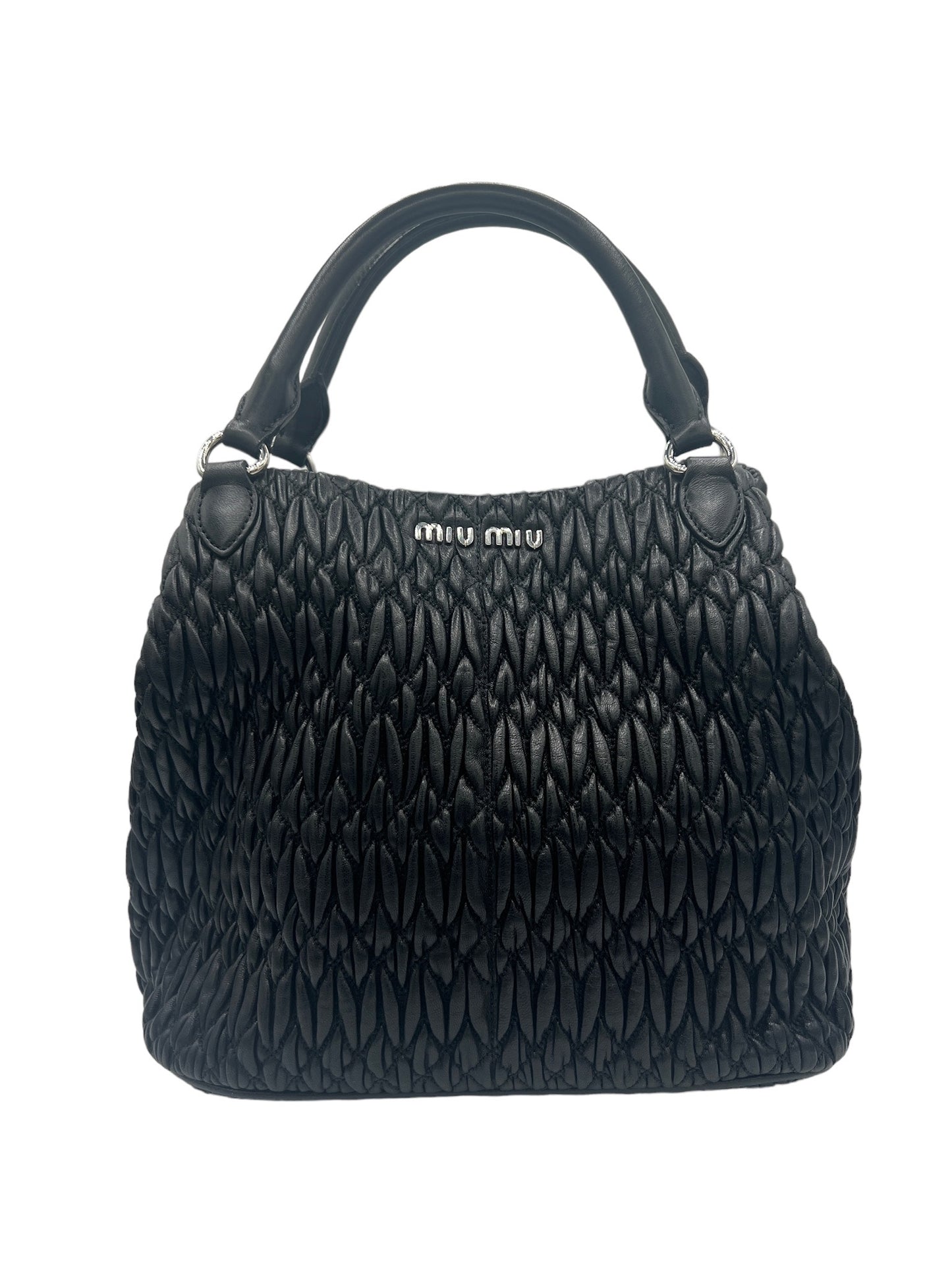 MIU MIU - Nappa Crystal Black Quilted Leather Handbag