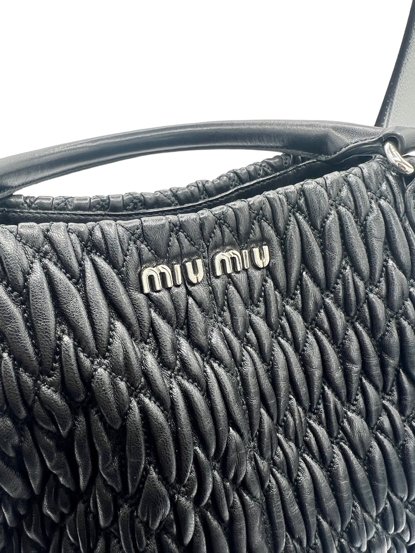 MIU MIU - Nappa Crystal Black Quilted Leather Handbag