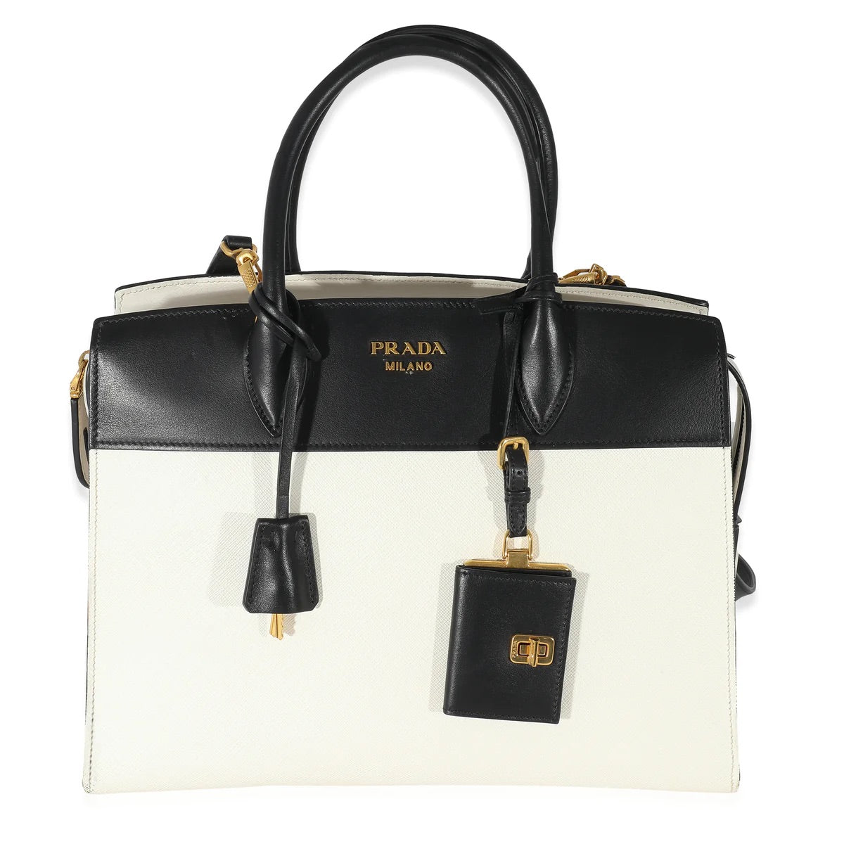 PRADA - White Saffiano City Calf Esplanade Tote