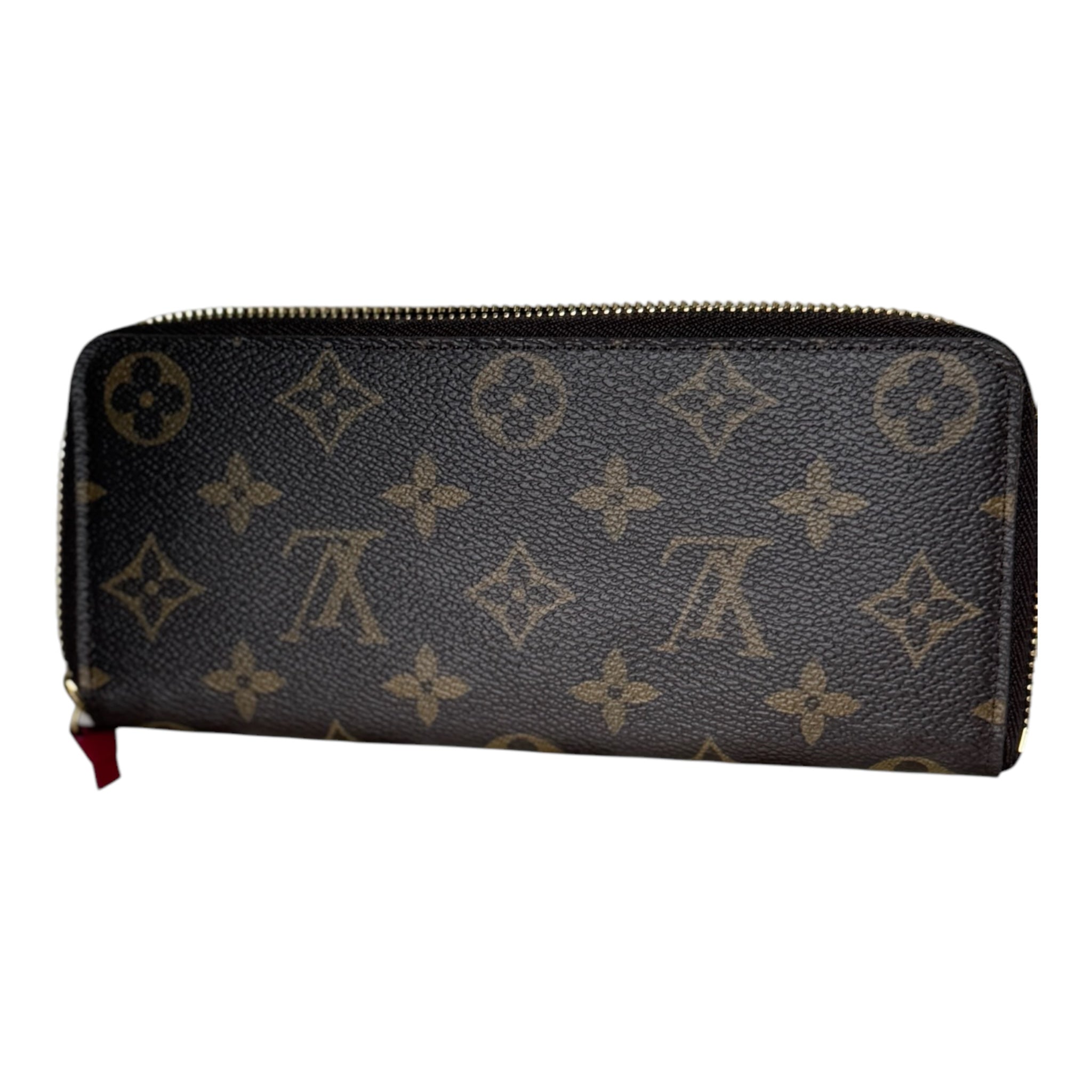 PRE-OWNED LV Brown Monogram Canvas Fuchsia Clemence Wallet