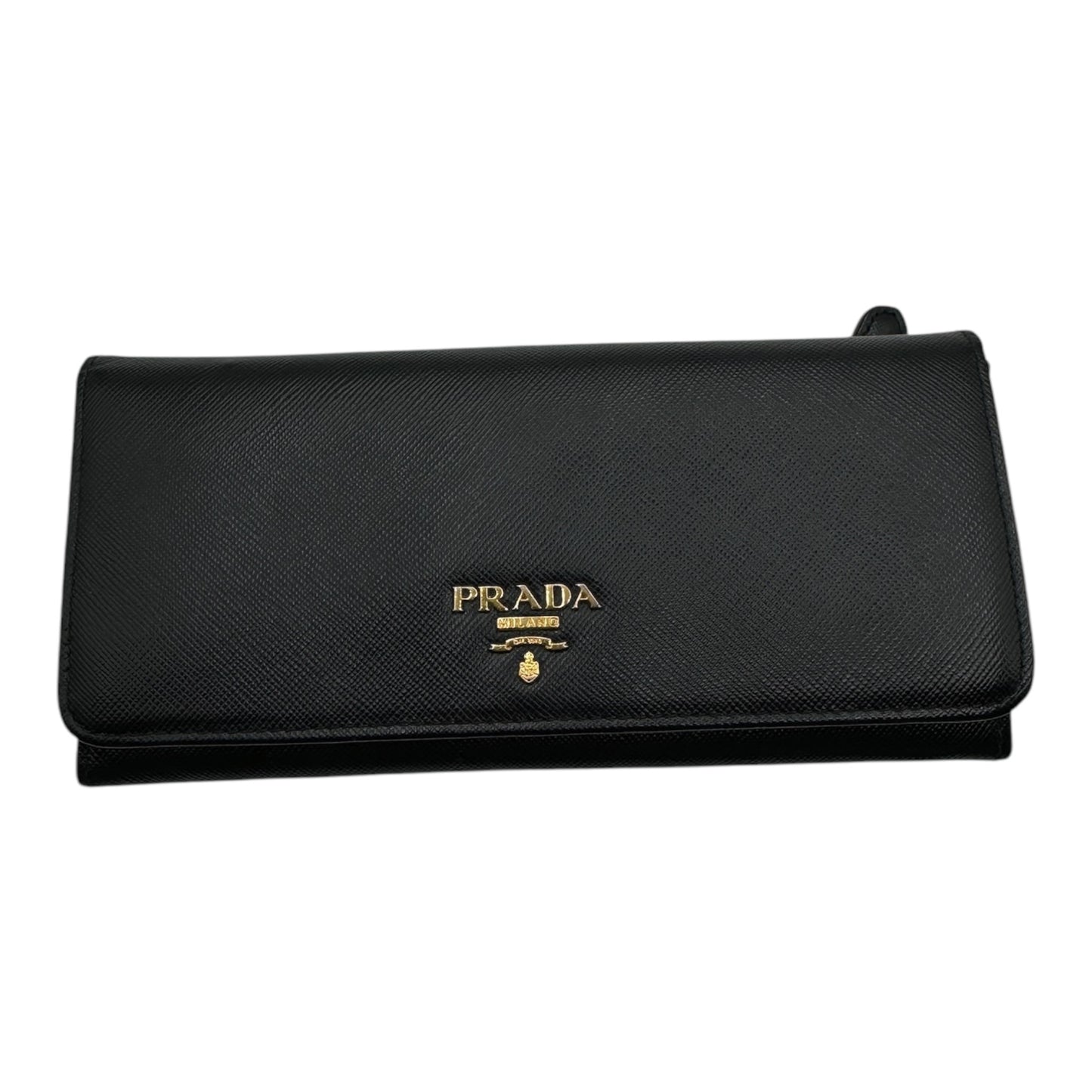 PRE-OWNED Black Saffiano Leather Wallet