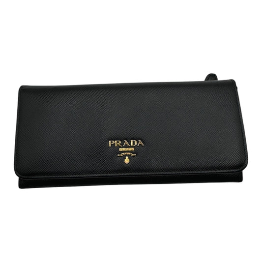 PRE-OWNED Black Saffiano Leather Wallet