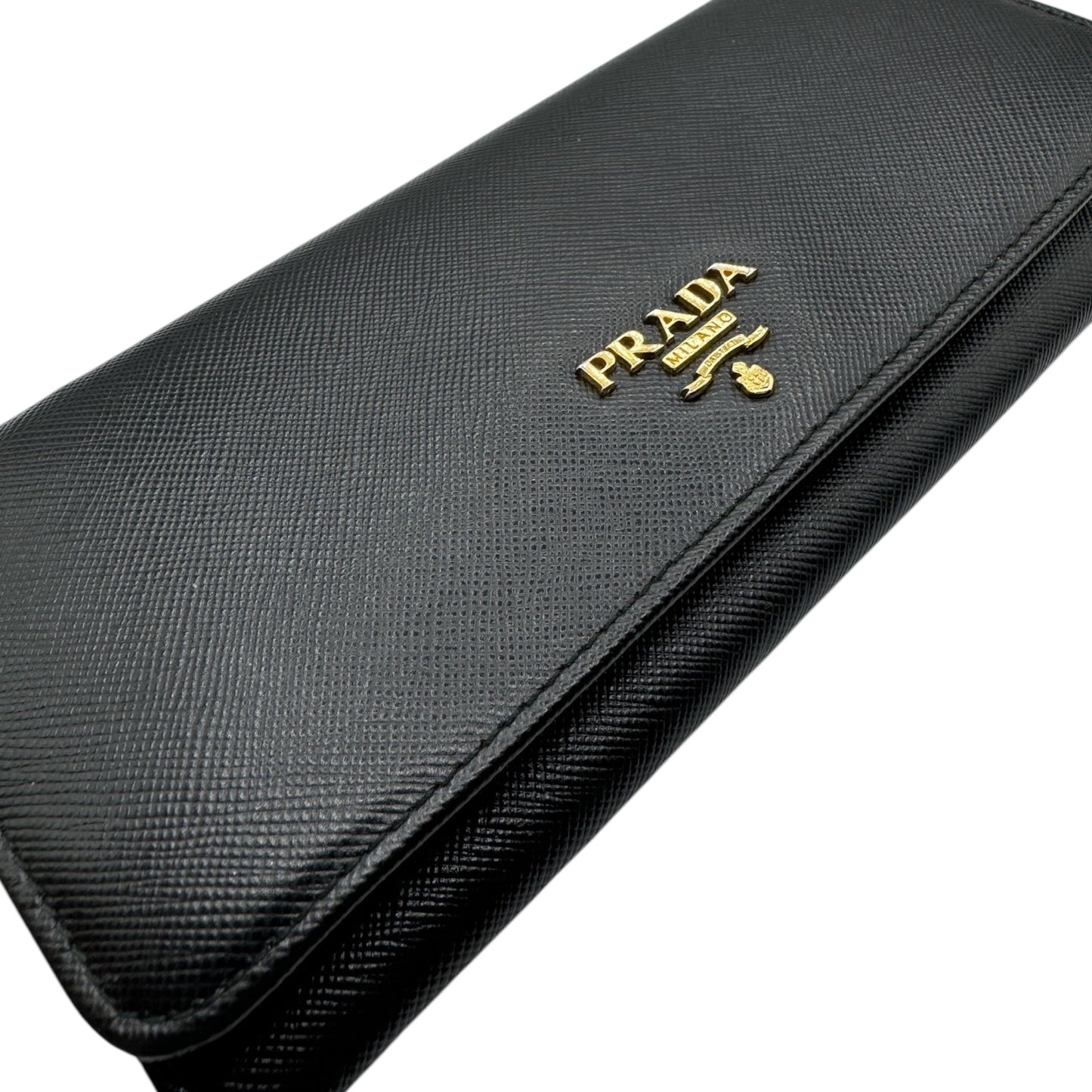 PRE-OWNED Black Saffiano Leather Wallet