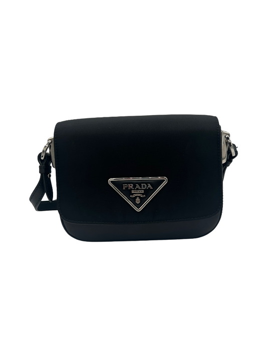 PRADA - Black Nylon Triangle Logo Shoulder Bag