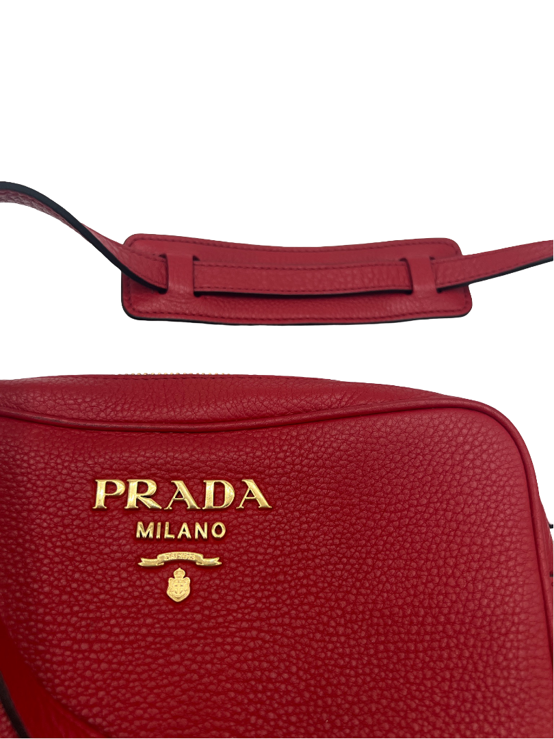 PRADA - Red Leather Crossbody Bag