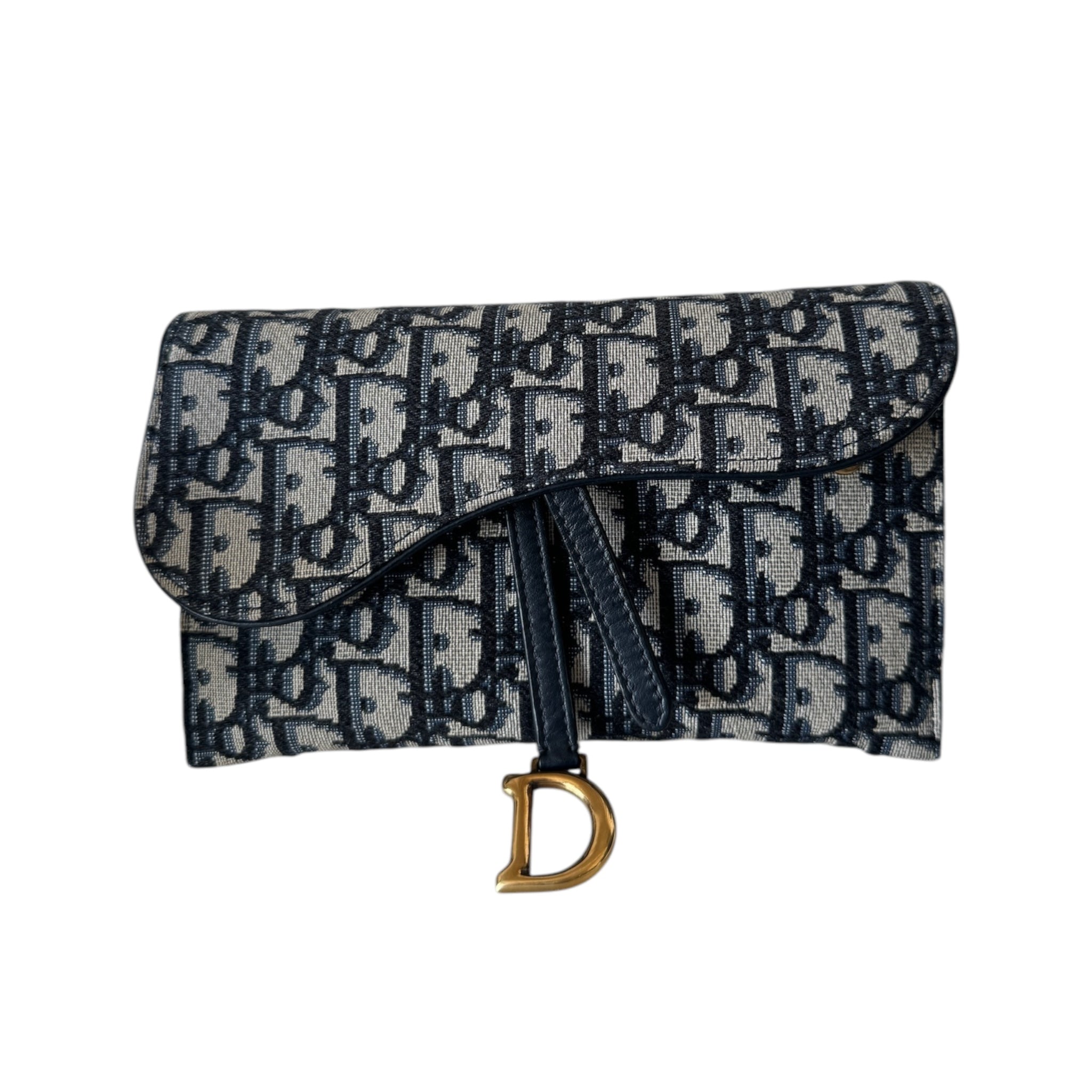 Bolso bandolera Saddle Oblique de jacquard azul de segunda mano