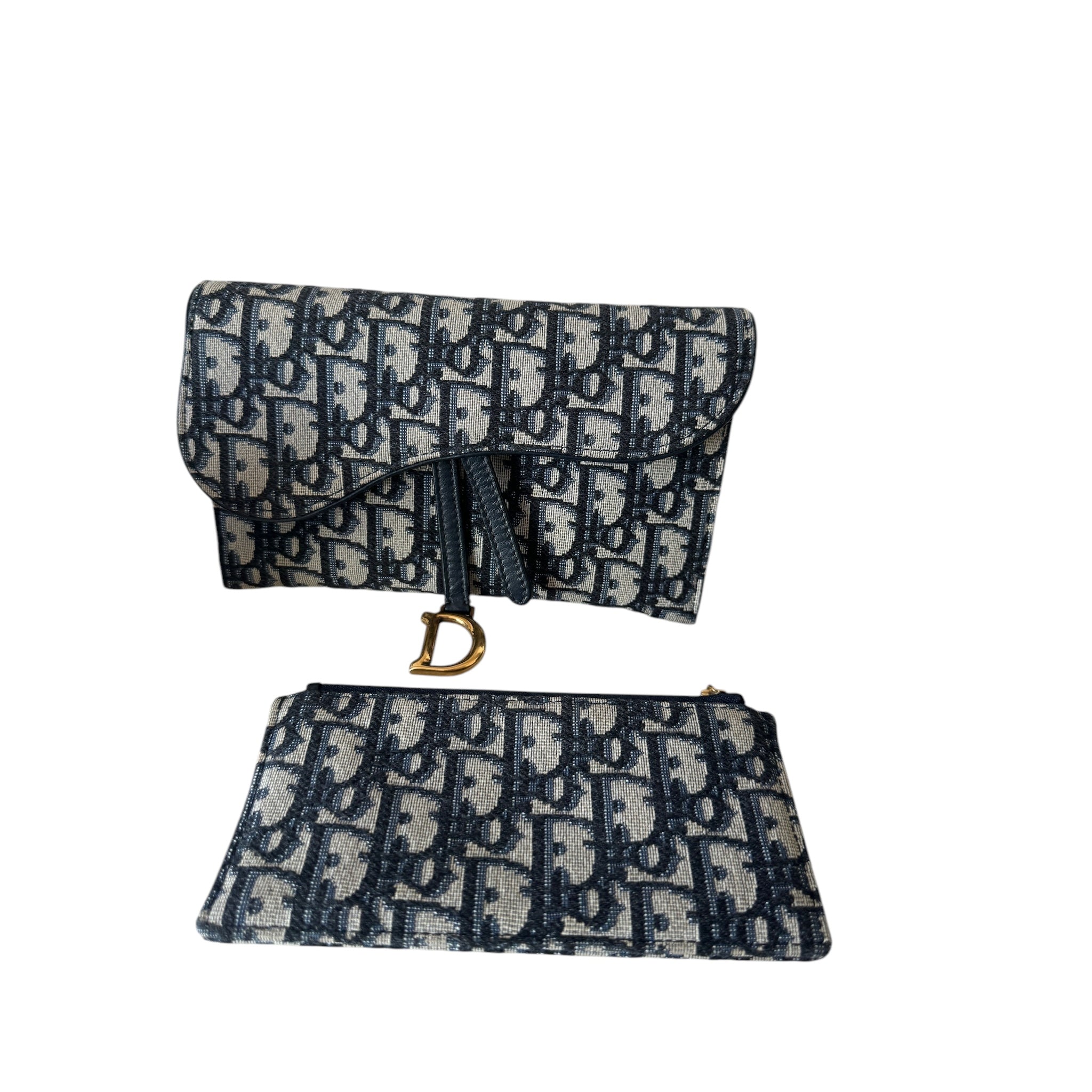 Bolso bandolera Saddle Oblique de jacquard azul de segunda mano