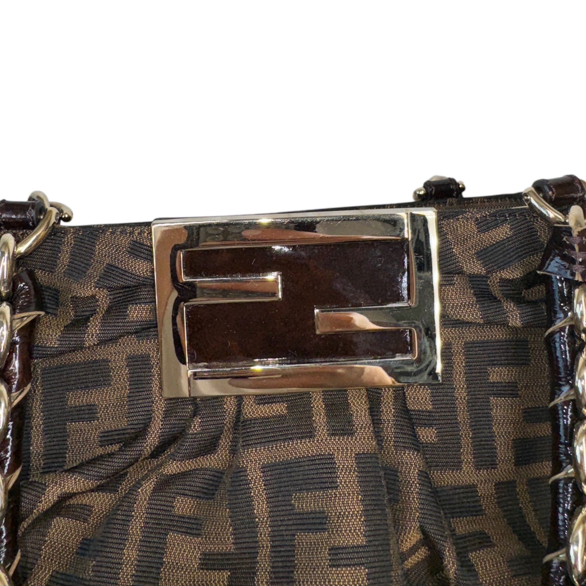 PRE-OWNED FF Zucca Mia Canvas Shoulder Bag