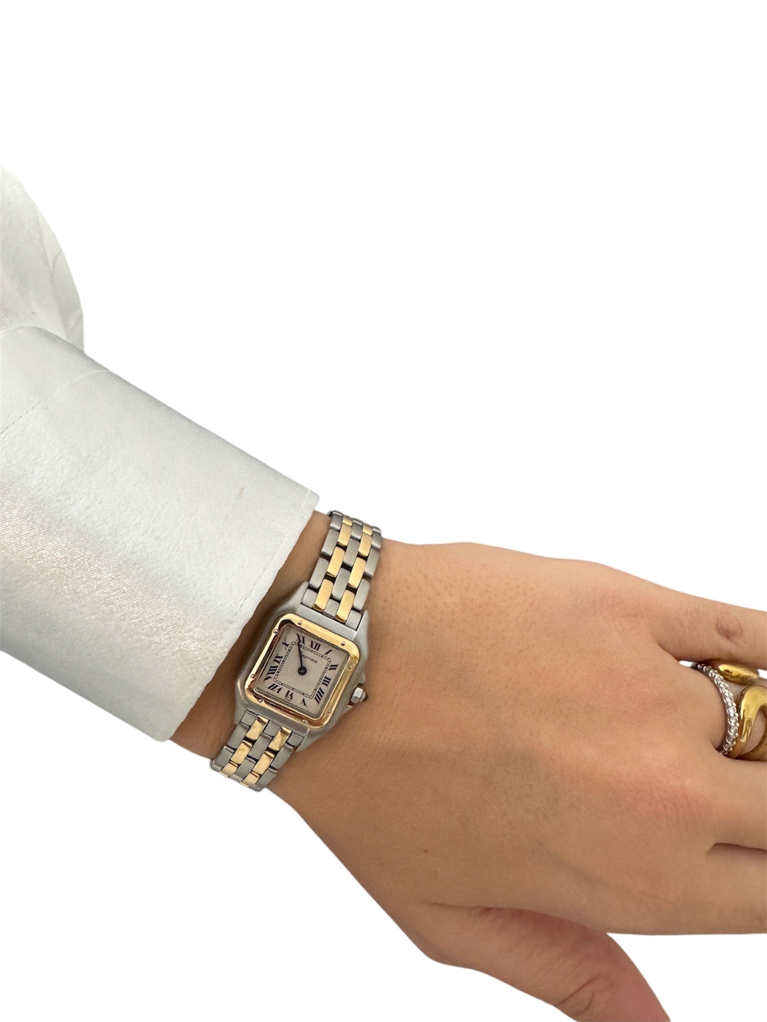 Reloj Panthere de cuarzo en oro amarillo de 18 quilates y acero inoxidable de segunda mano