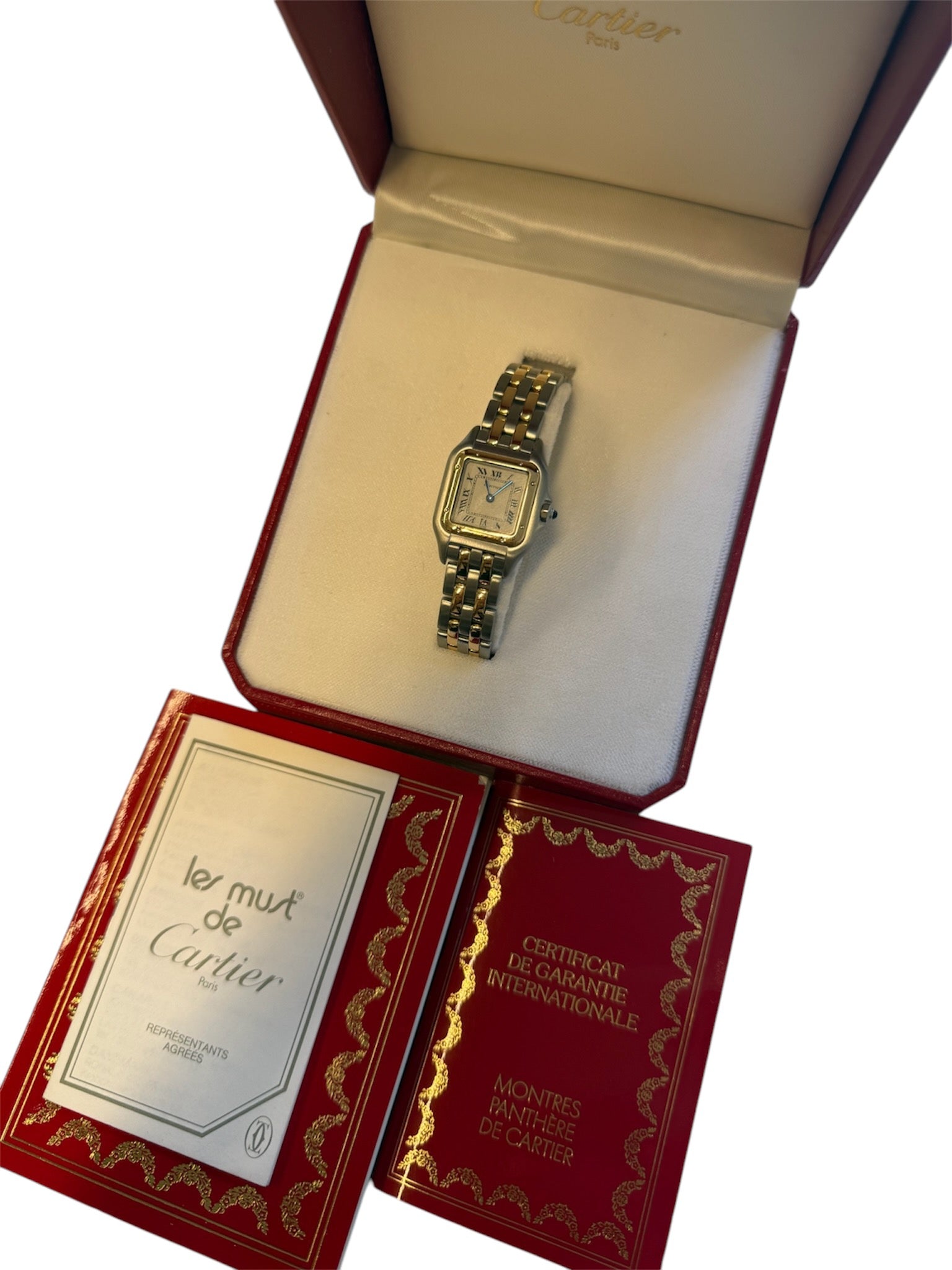 Reloj Panthere de cuarzo en oro amarillo de 18 quilates y acero inoxidable de segunda mano