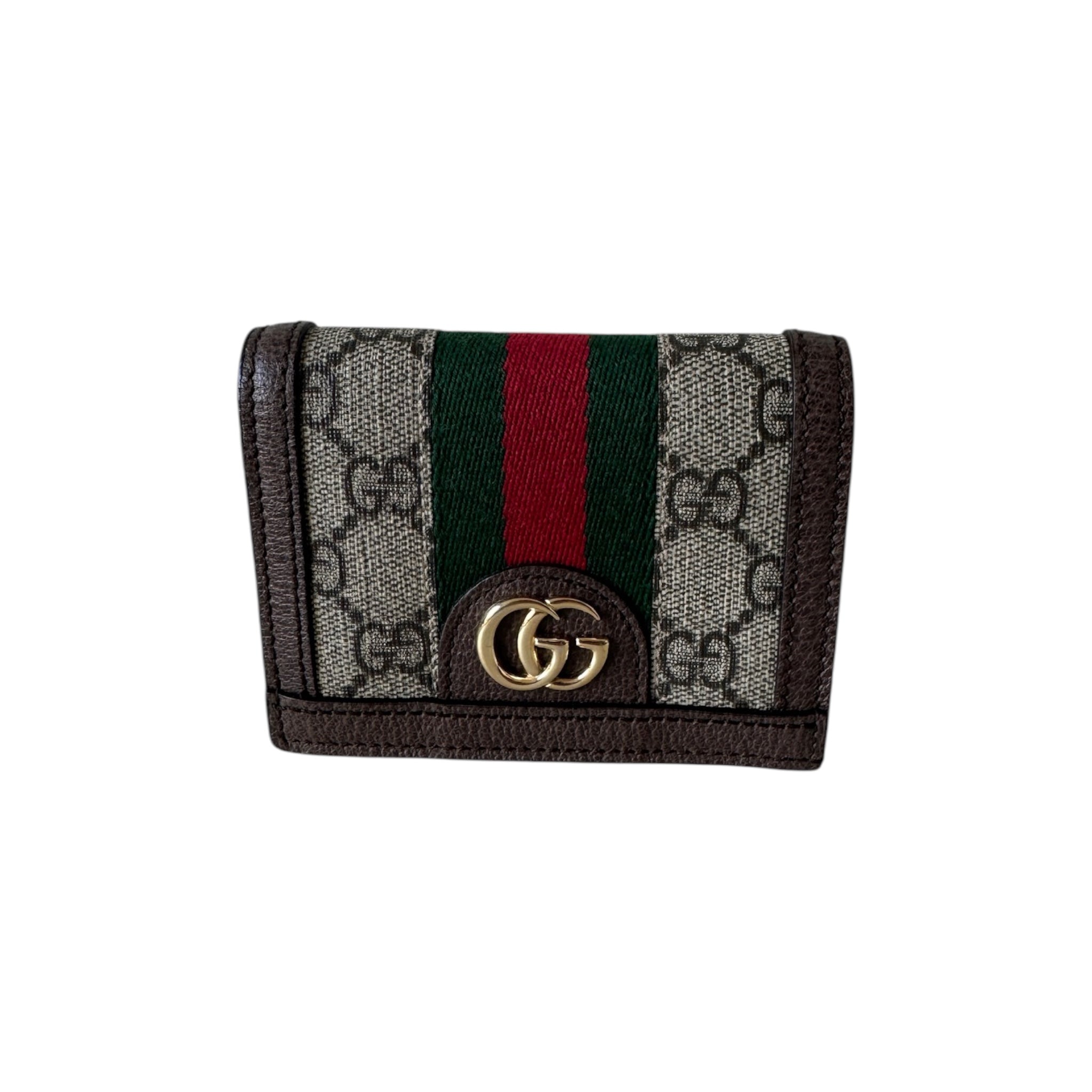 Cartera corta de lona GG Ophidia de segunda mano