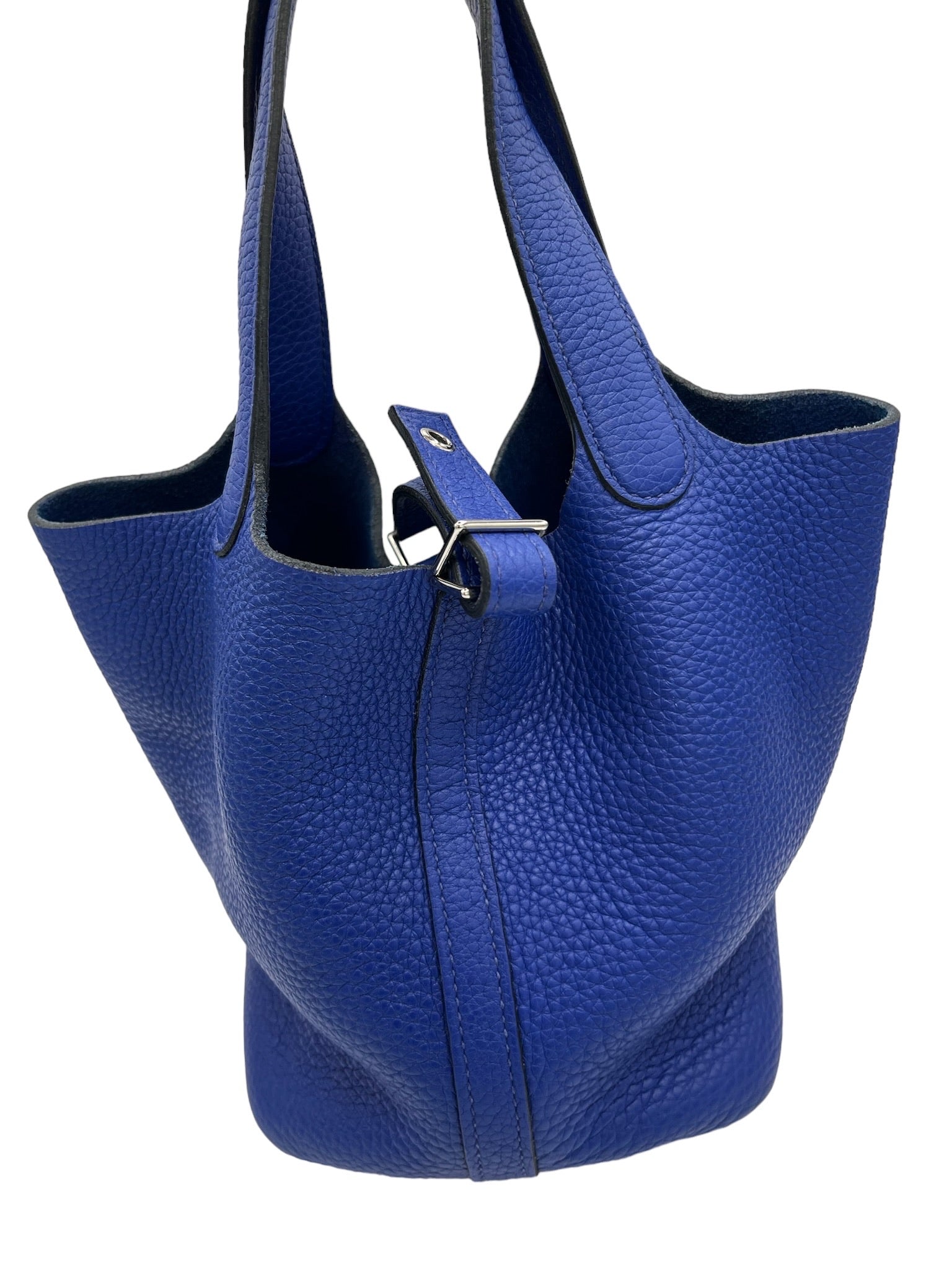 HERMES - Bolso Taurillon Clemence Picotin 18 azul eléctrico