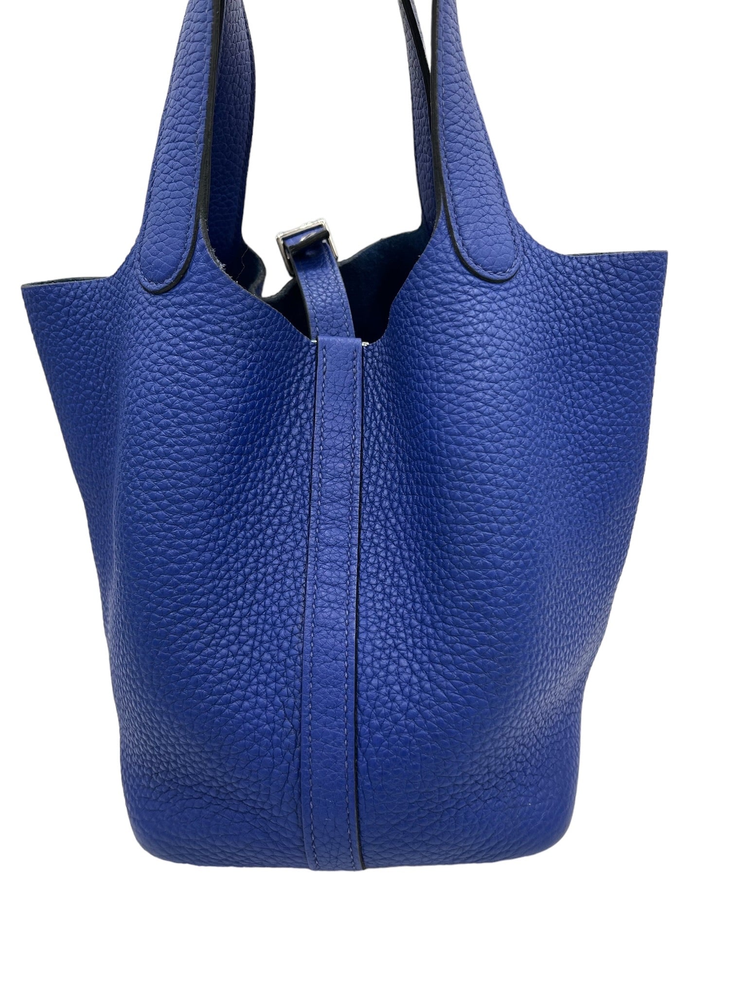 HERMES - Bolso Taurillon Clemence Picotin 18 azul eléctrico