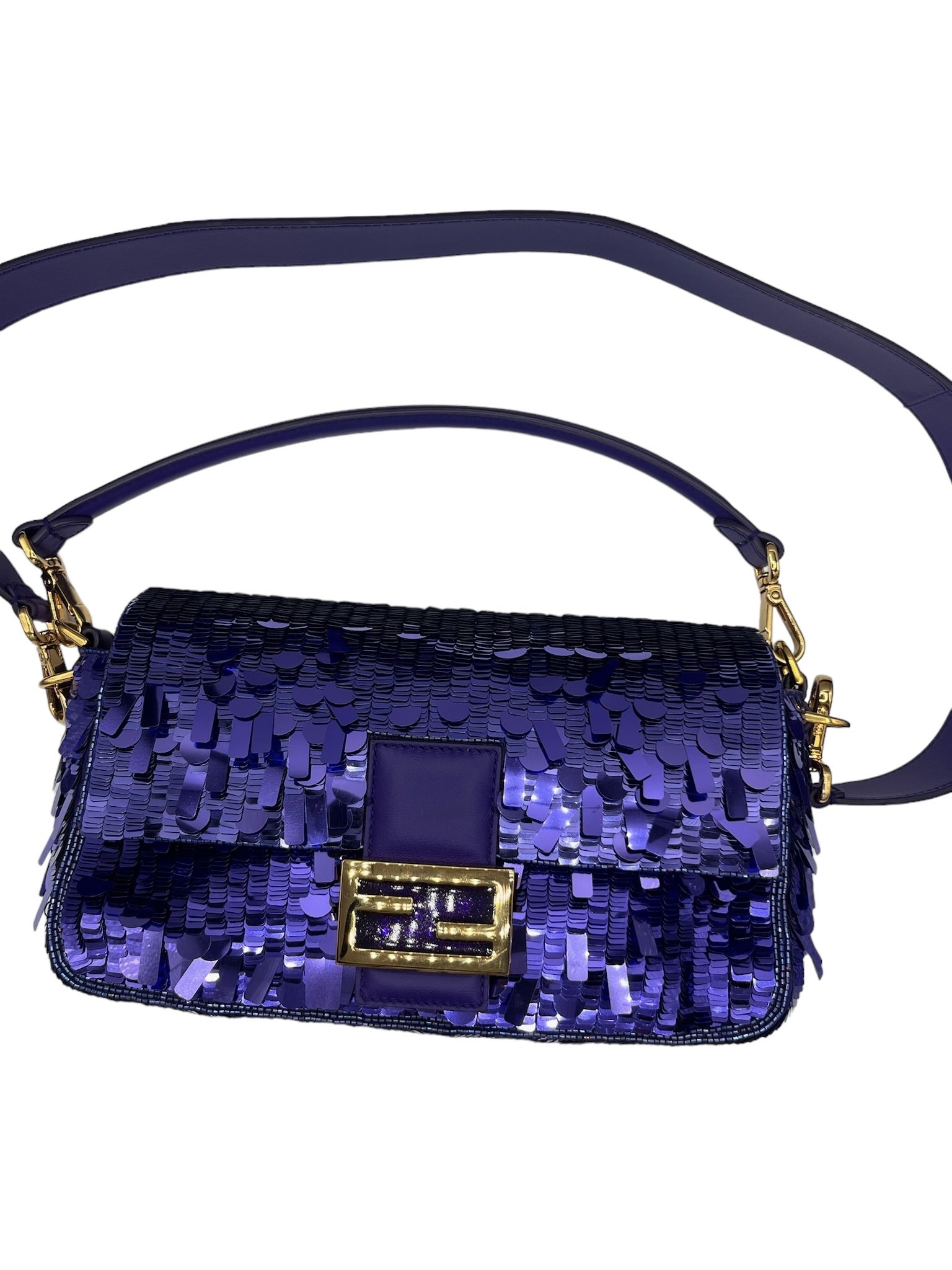 Purple sequin fendi baguette online