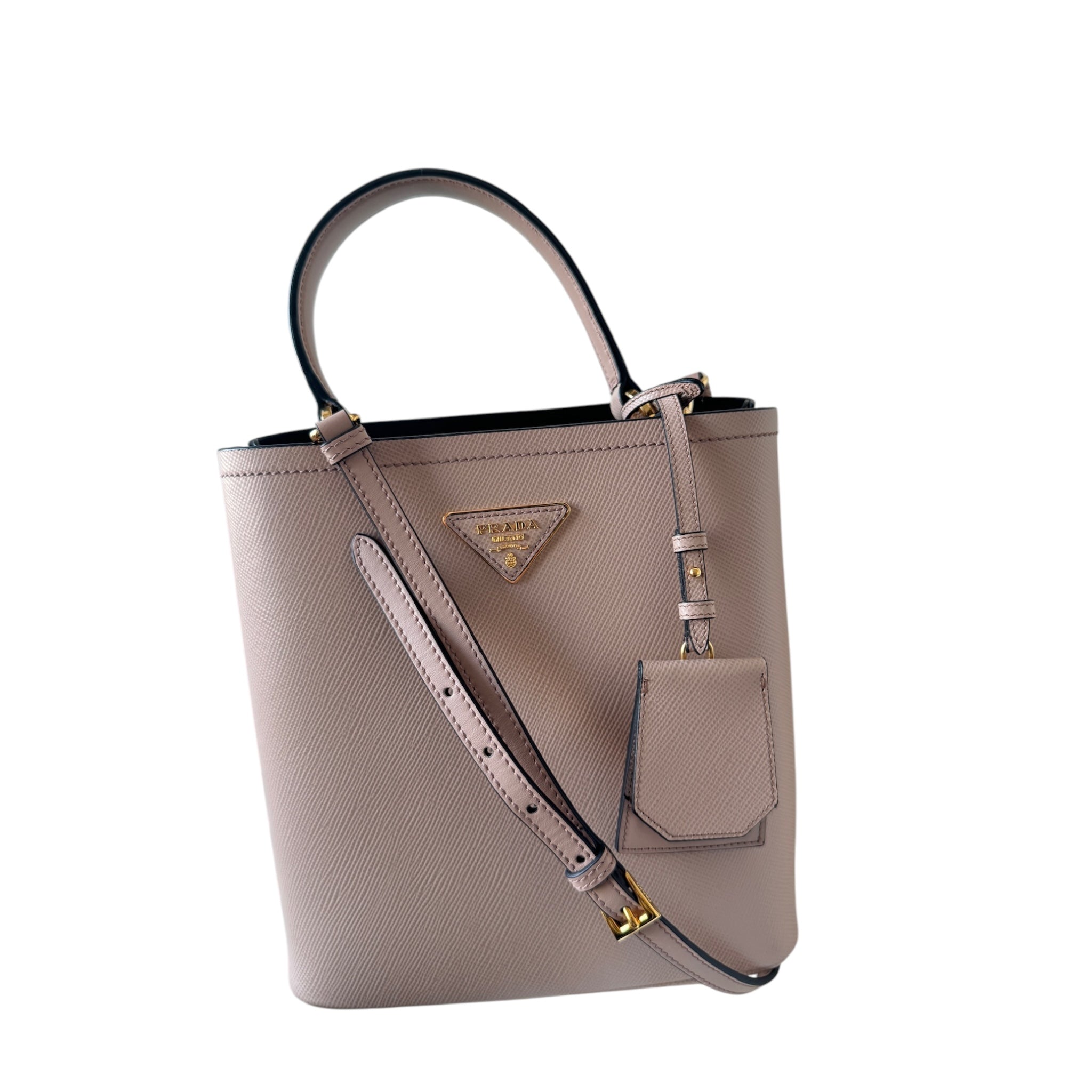 PRE-OWNED Panier Baby Pink Saffiano Leather Shoulder Bag