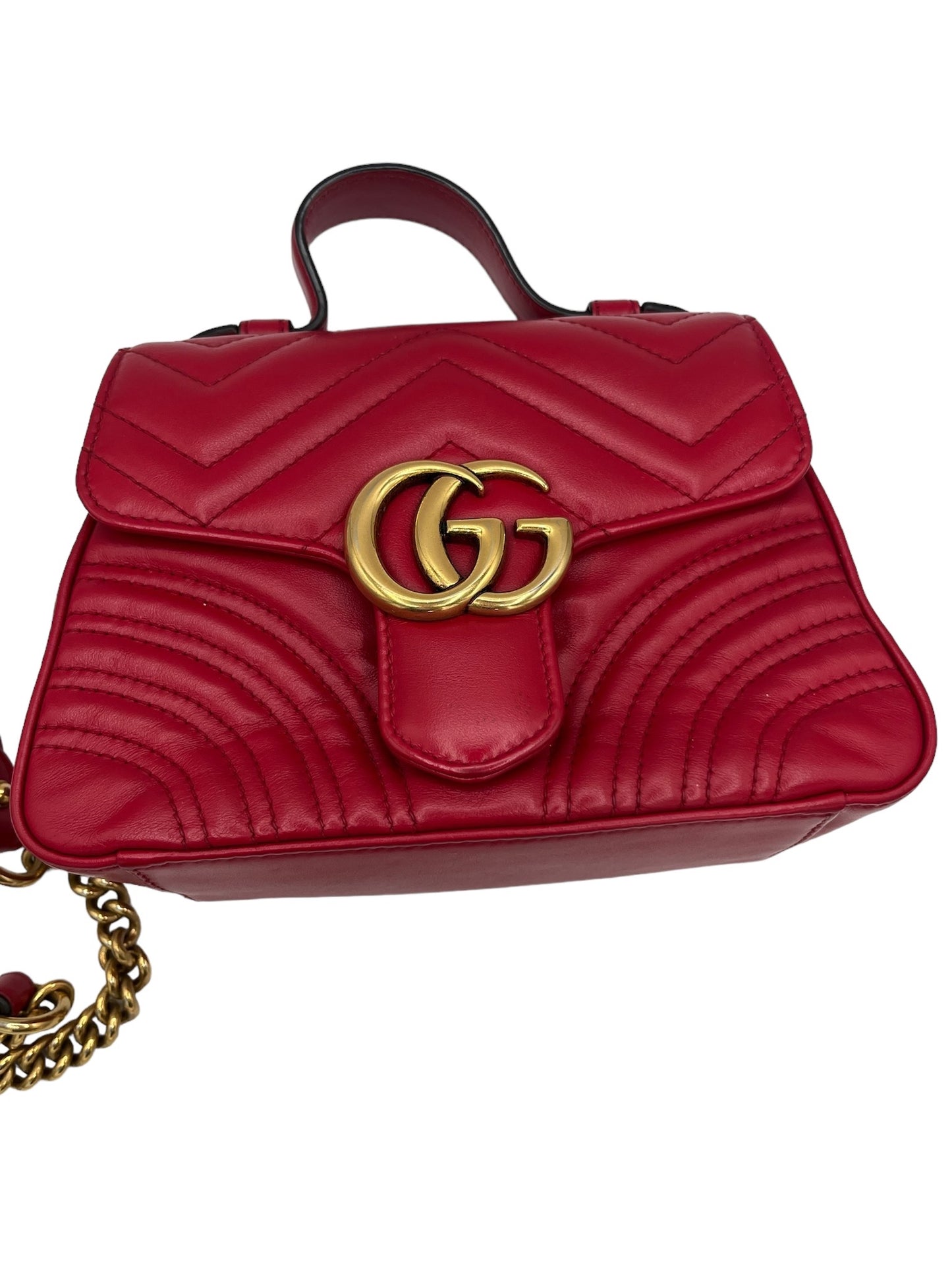 GUCCI - GG Marmont Red Mini Crossbody Bag