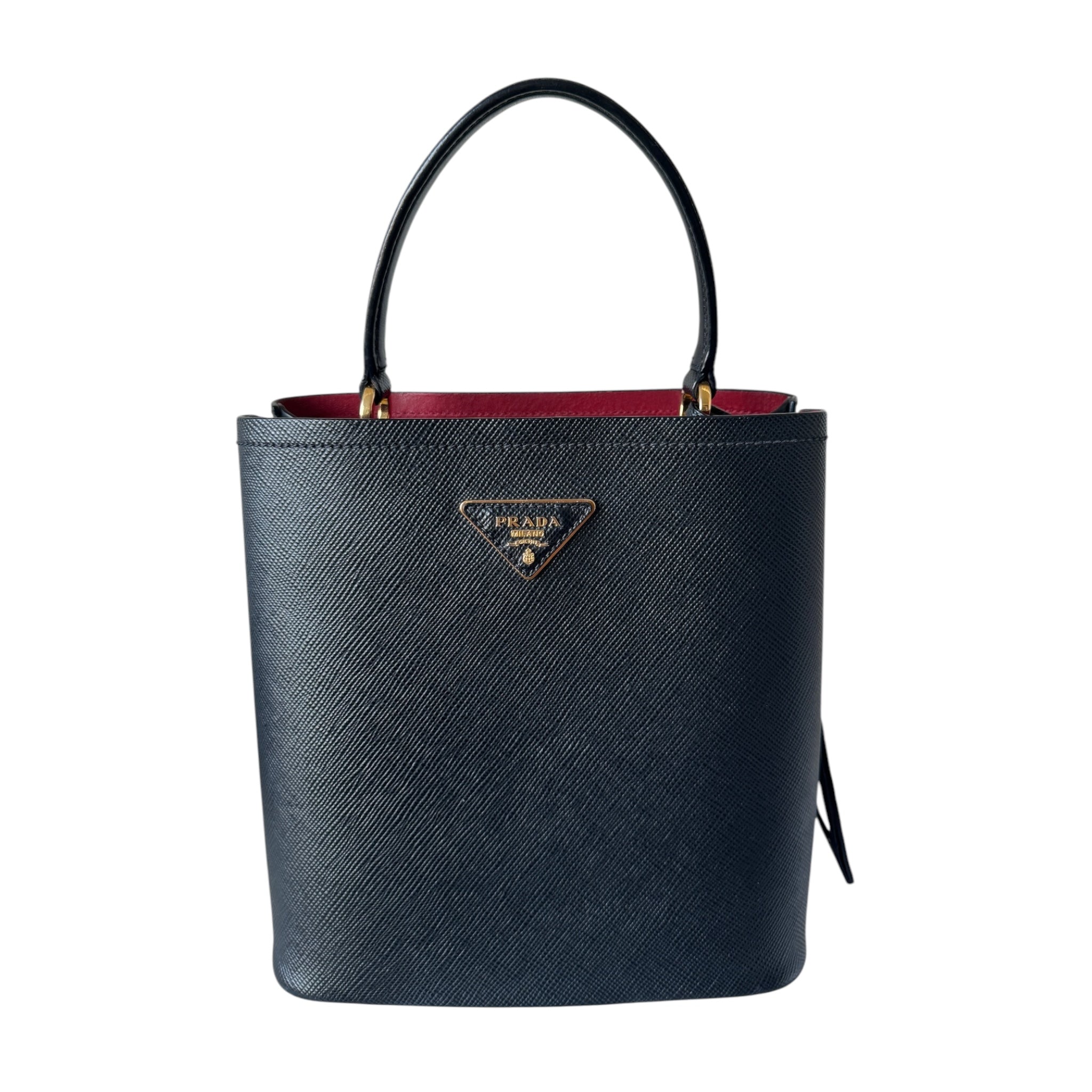 PRE-OWNED Black Panier Saffiano Leather Shoulder Bag
