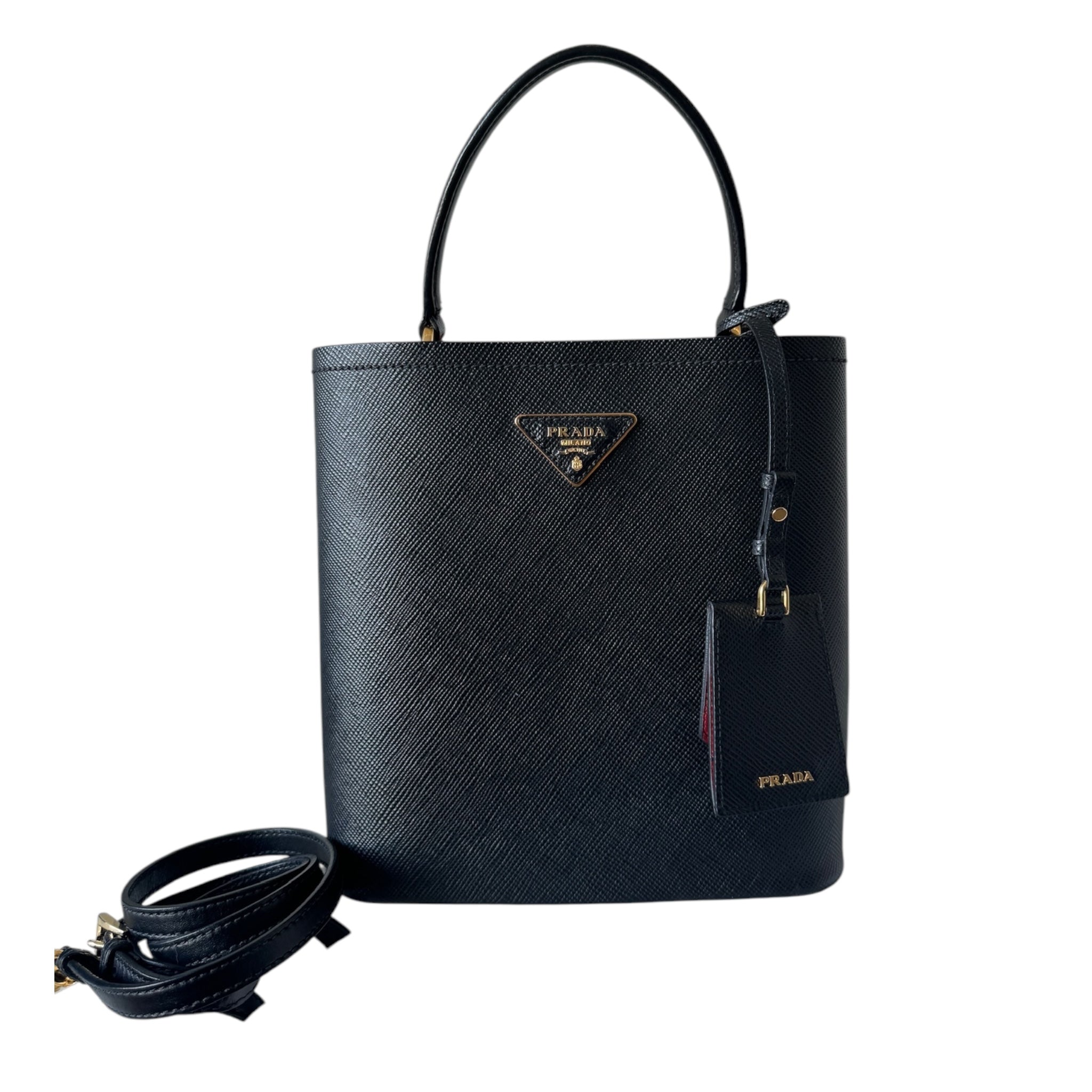 PRE-OWNED Black Panier Saffiano Leather Shoulder Bag