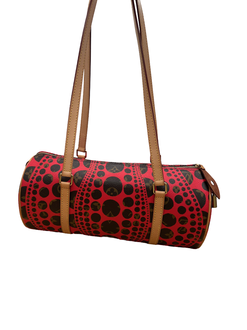 BOLSA LV Papillion 30 con monograma rojo y lunares de calabaza de Yayoi Kusama USADA