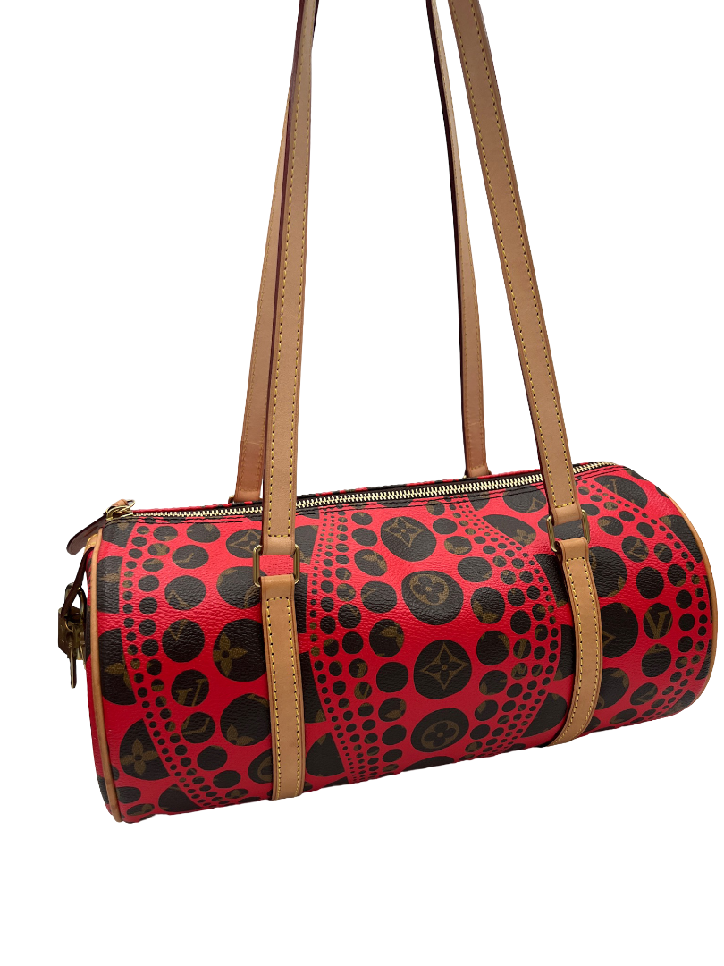 BOLSA LV Papillion 30 con monograma rojo y lunares de calabaza de Yayoi Kusama USADA