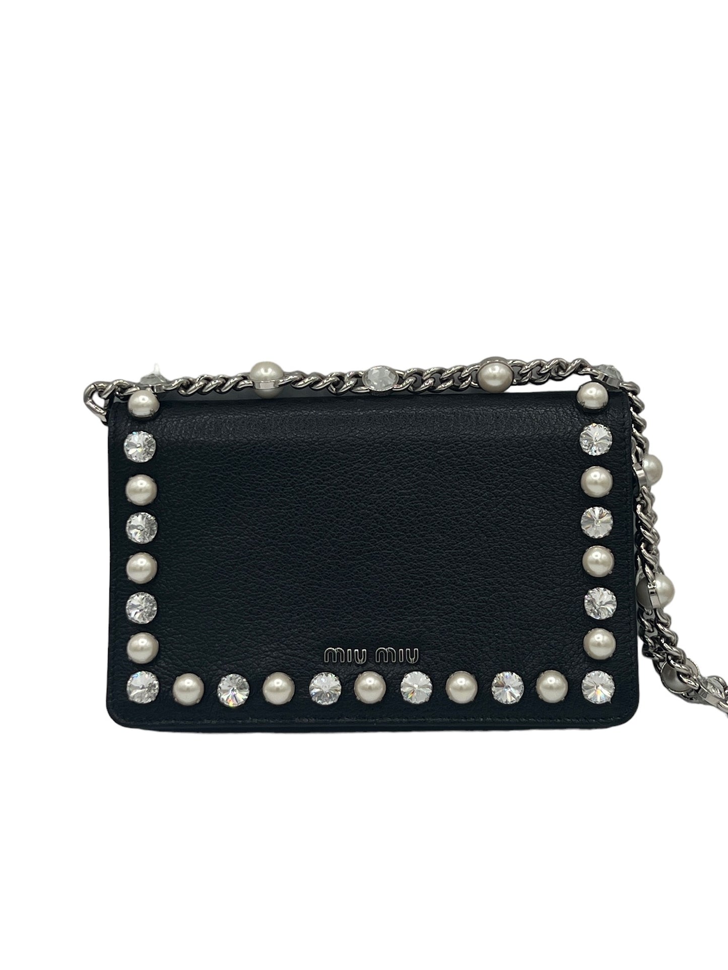 MIUMIU - Black Leather Madras Clutch Bag