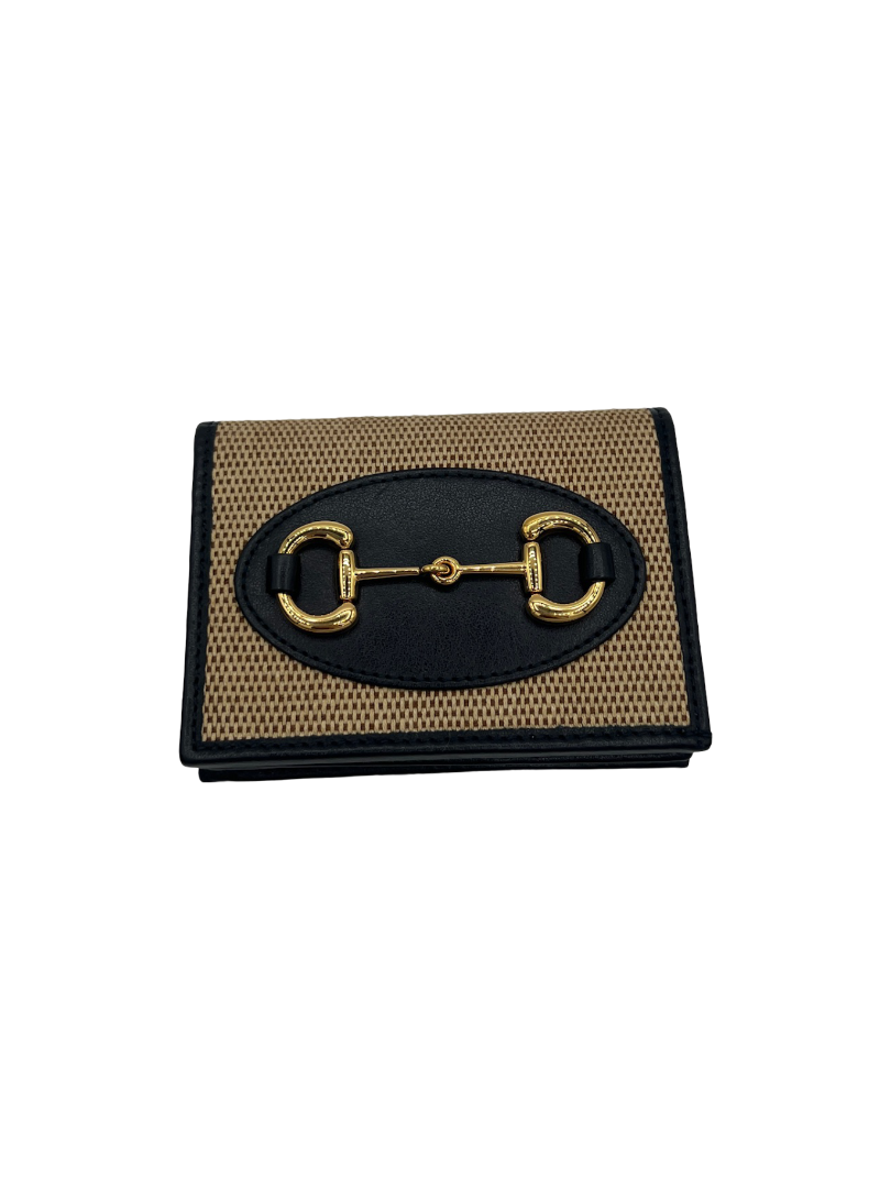 GUCCI - Cartera plegable Horsebit 1955 de piel jacquard multicolor