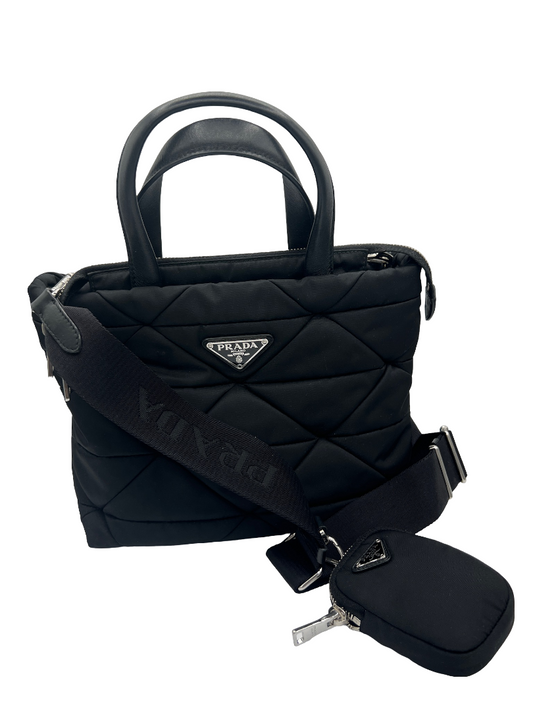 PRADA - Padded Tote Bag Quilted Re-Nylon with Leather Mini