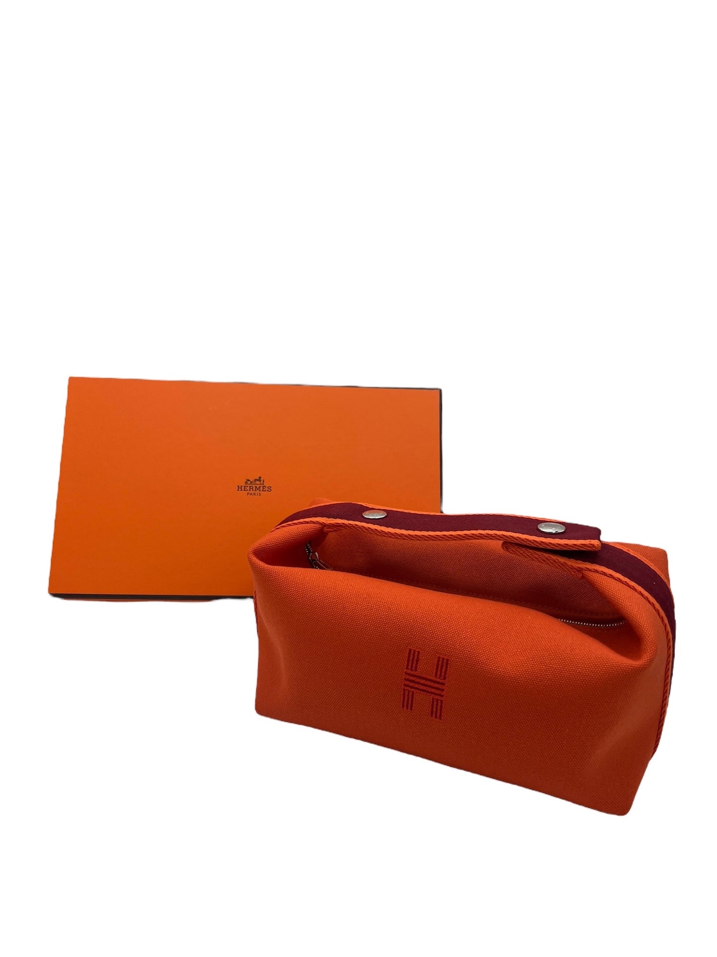 HERMES - Bride a Brac PM Orange Bordeaux Canvas Handbag