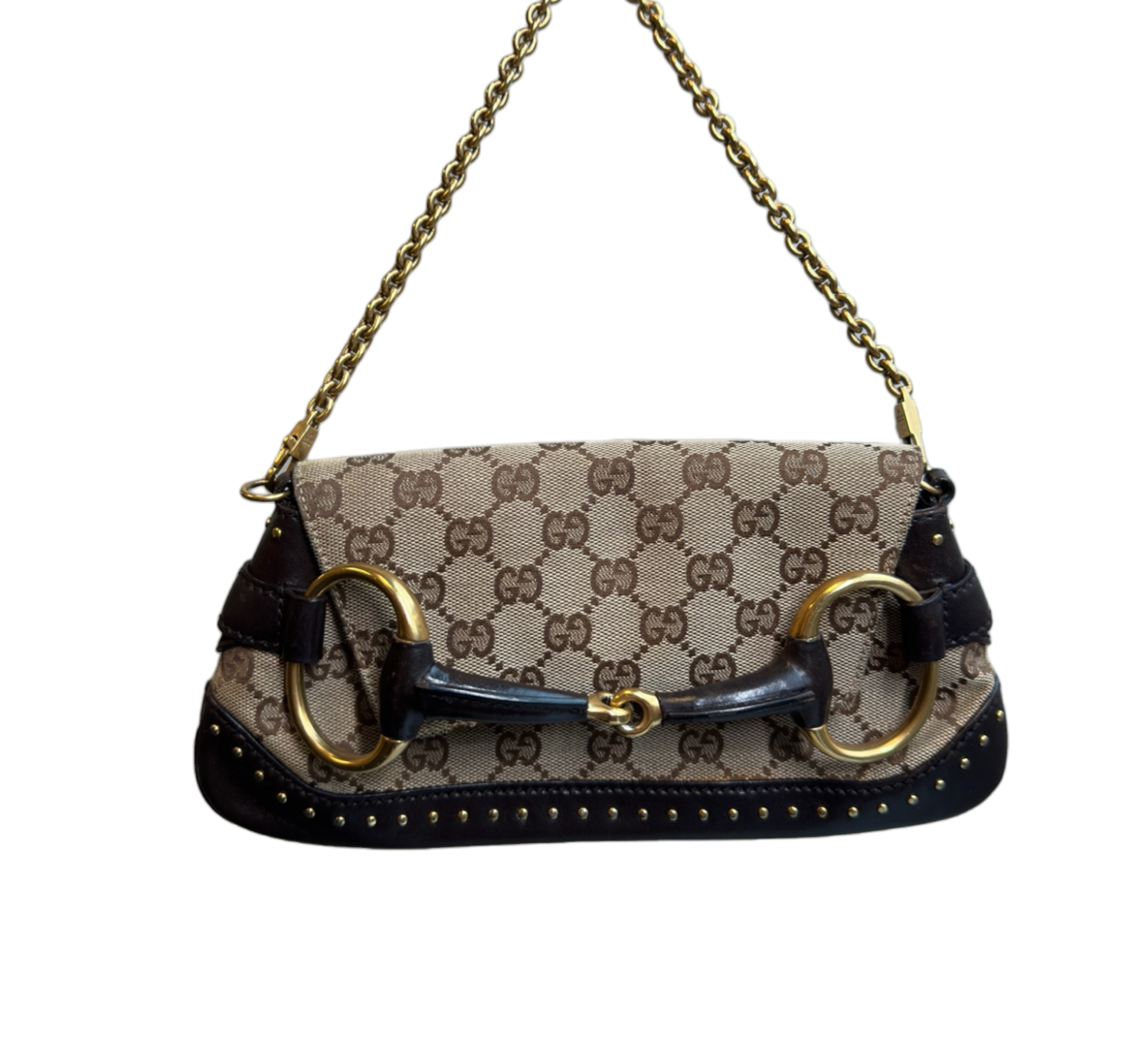 GUCCI - Bolso de mano Horsebit marrón