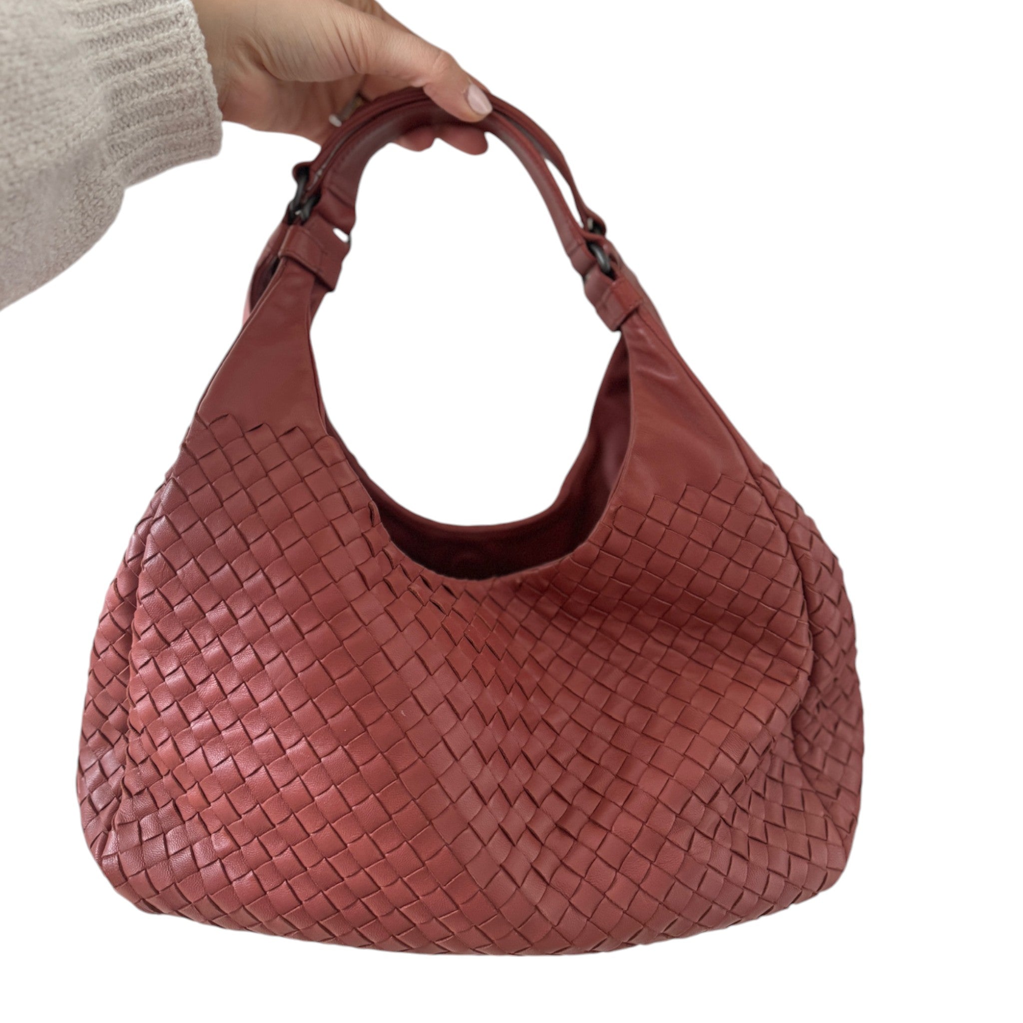 PRE-OWNED Orange Campana Intrecciatto Shoulder Bag